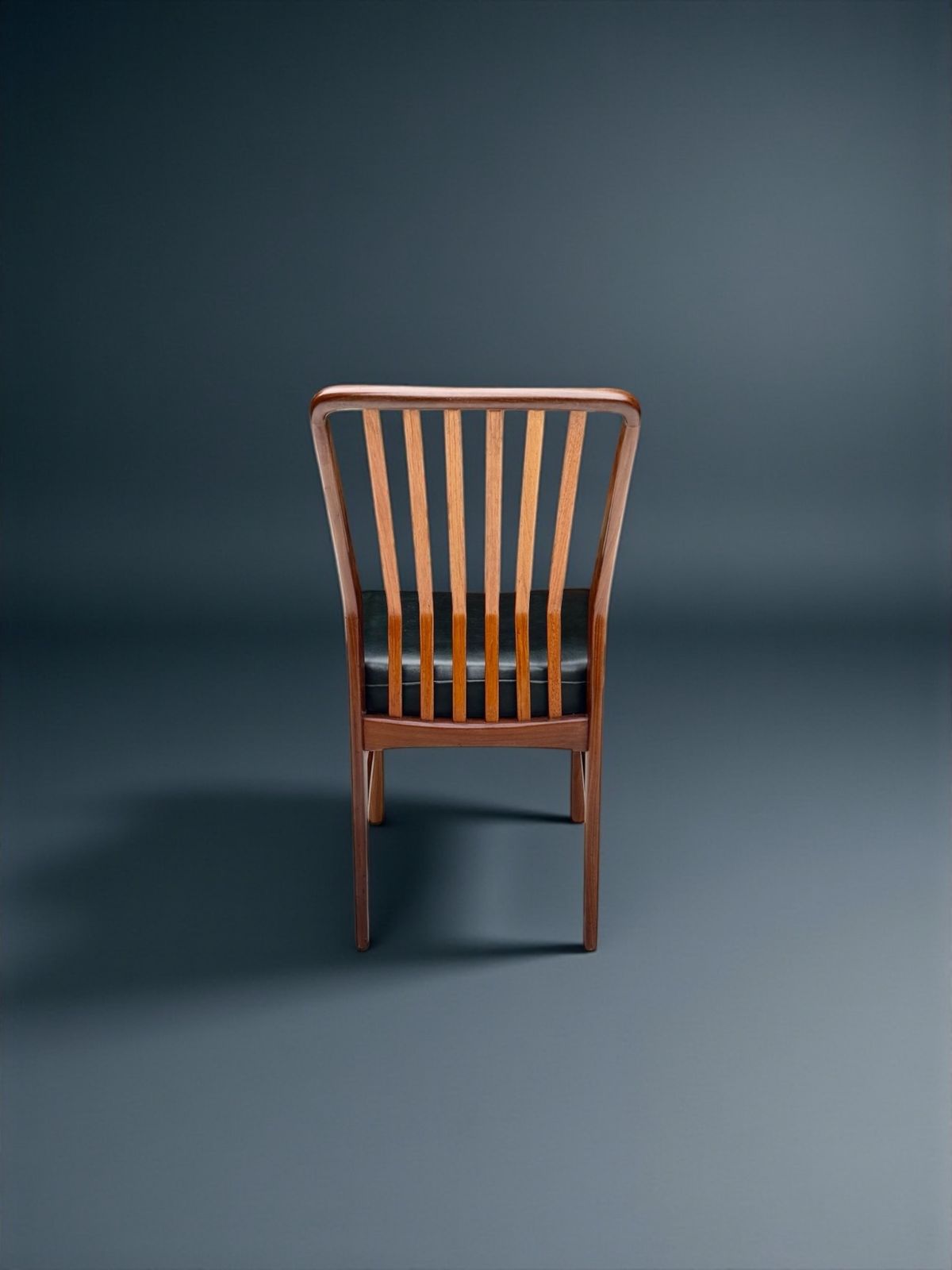 Furniture Svend Aage Madsen Stick Back Chair In Teak & Leather, Denmark 1950's photo