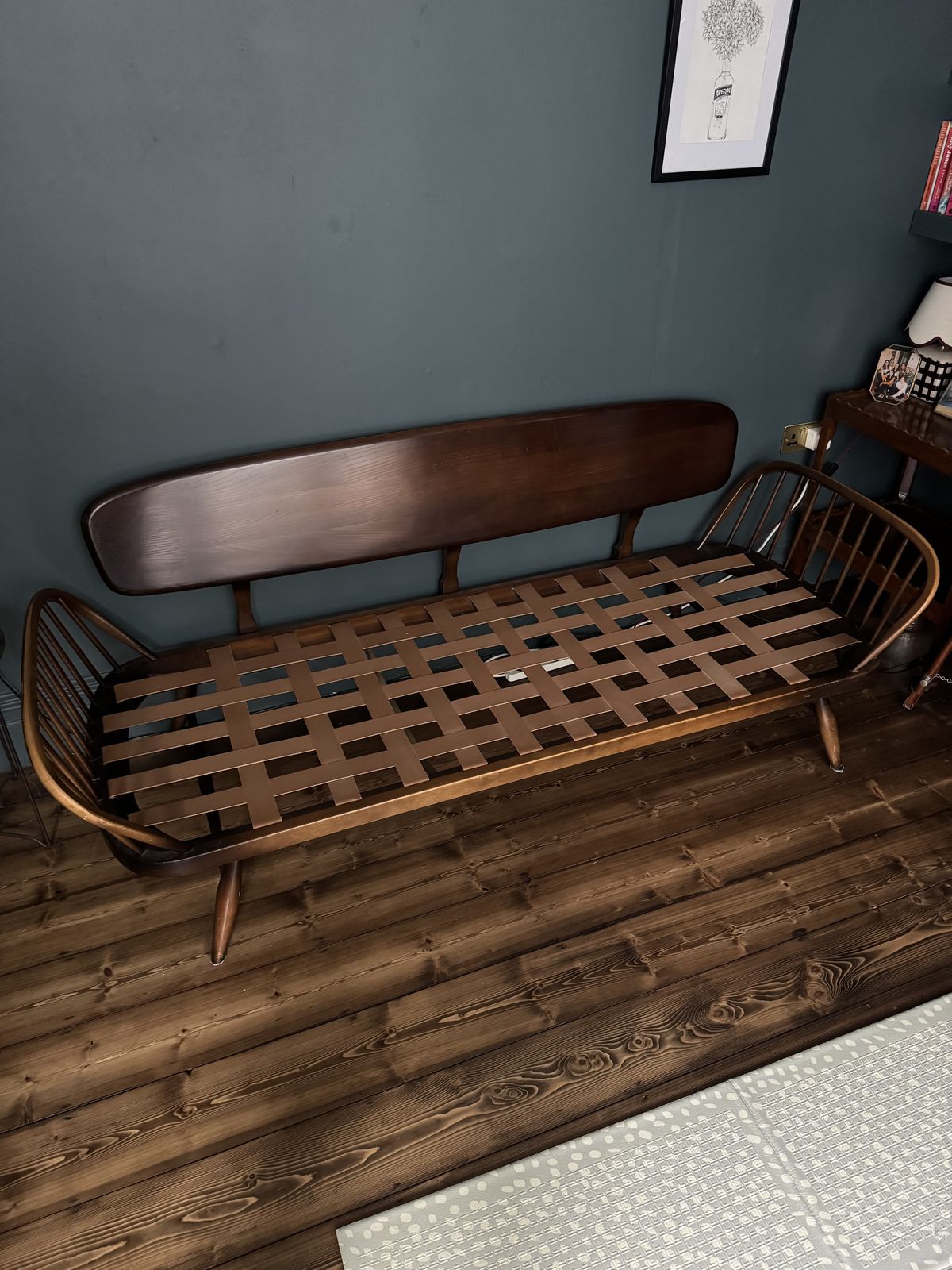 Ercol Studio 3 Seater Daybed/Sofa, Dark Wood, 1950s photo for sale
