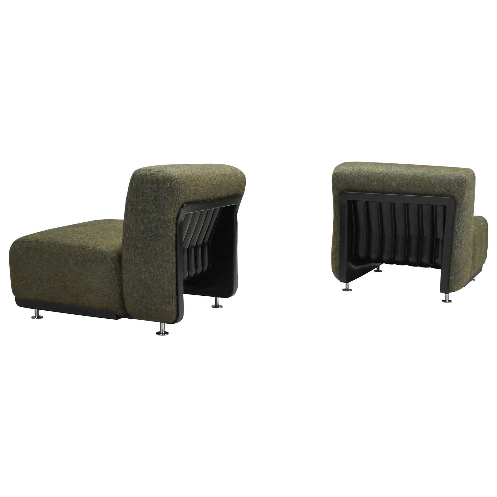 Set Of Two Fabric And Fiberglass Easy Chairs By Alberto Rosselli For Saporiti