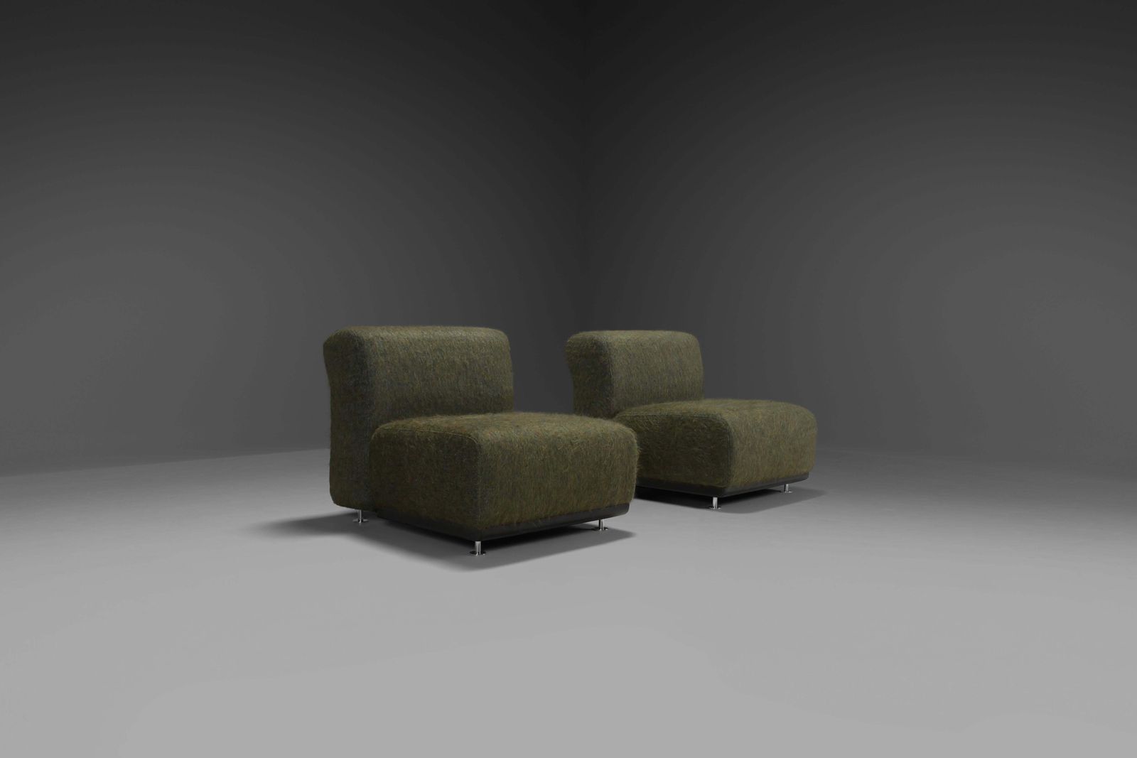 photo for sale Set Of Two Fabric And Fiberglass Easy Chairs By Alberto Rosselli For Saporiti