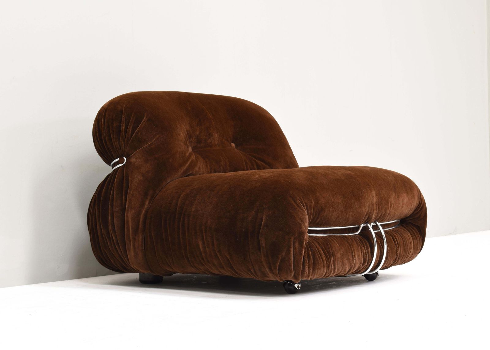 Soriana Chair By Scarpa In Original Chocolate Brown Mohair   Cassina, 1960s photo buy