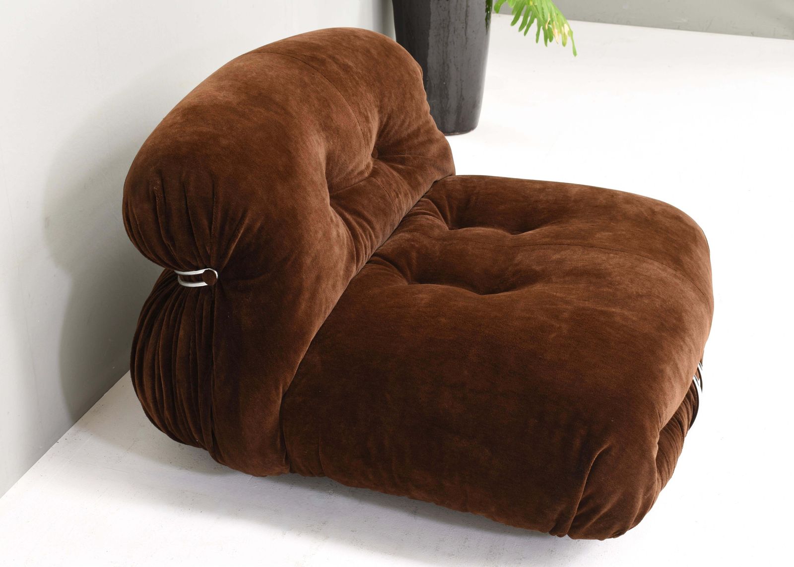 Soriana Chair By Scarpa In Original Chocolate Brown Mohair   Cassina, 1960s photo vintage