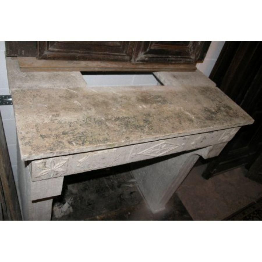 Fireplace Mantel Carved In Grey Stone With Decorations, France photo 4181.0