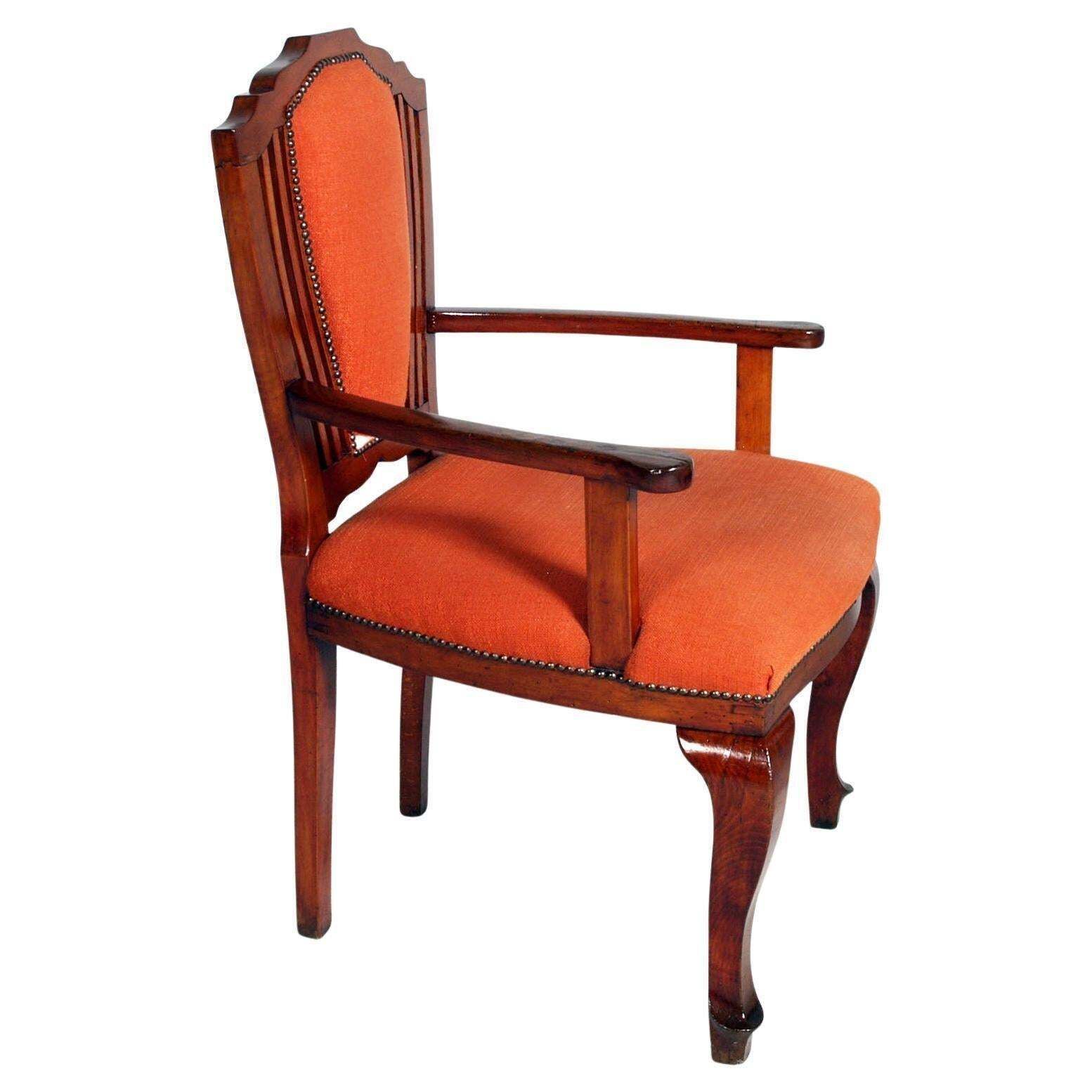 Set Of Three Italian Art Deco Walnut Chairs   Desk Or Vanity Seating, Circa 1930 photo for sale