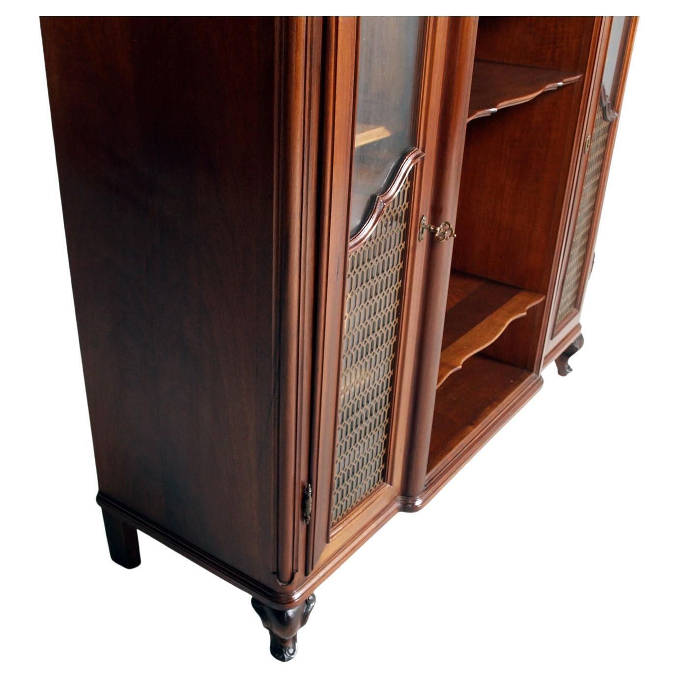 Tuscan Baroque Walnut Display Sideboard With Brass Grilles, By Michele Bonciani photo for sale