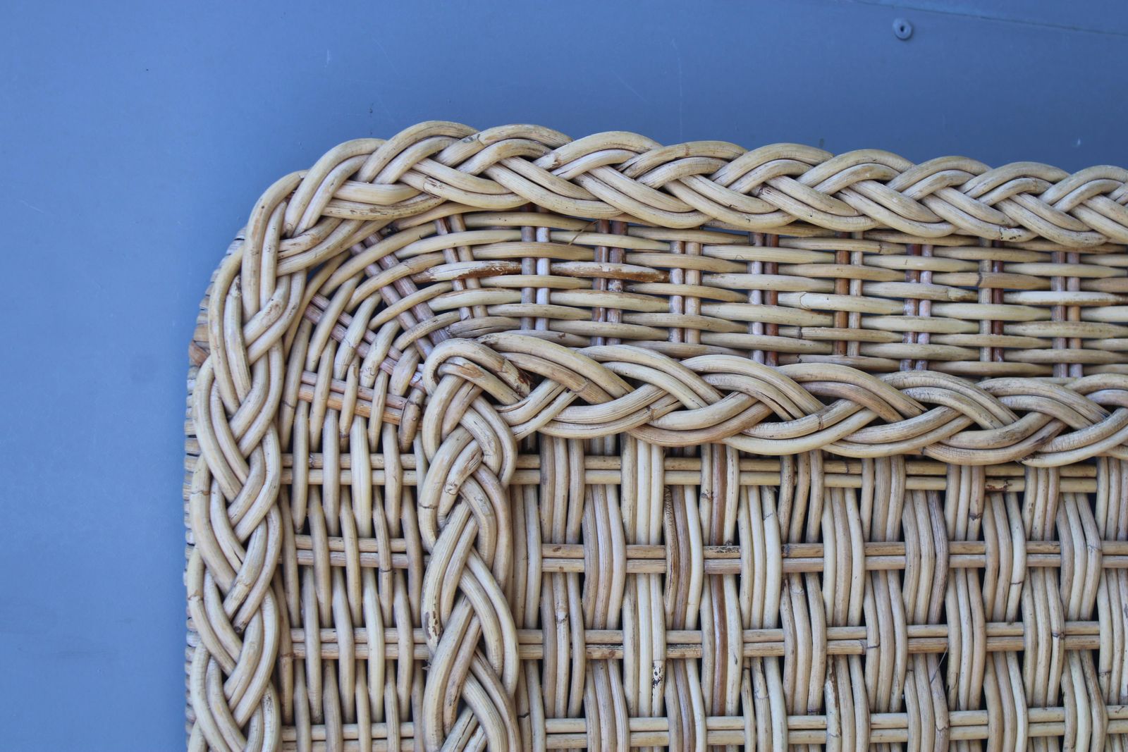 Italian Bamboo Wicker Bed Headboard 1970 Tommaso Barbi Italy photo vinterior