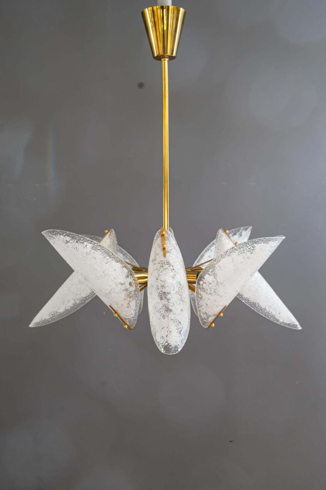 photo for sale Rupert Nikoll Chandelier With Original Lucite Shades Vienna Around 1960s