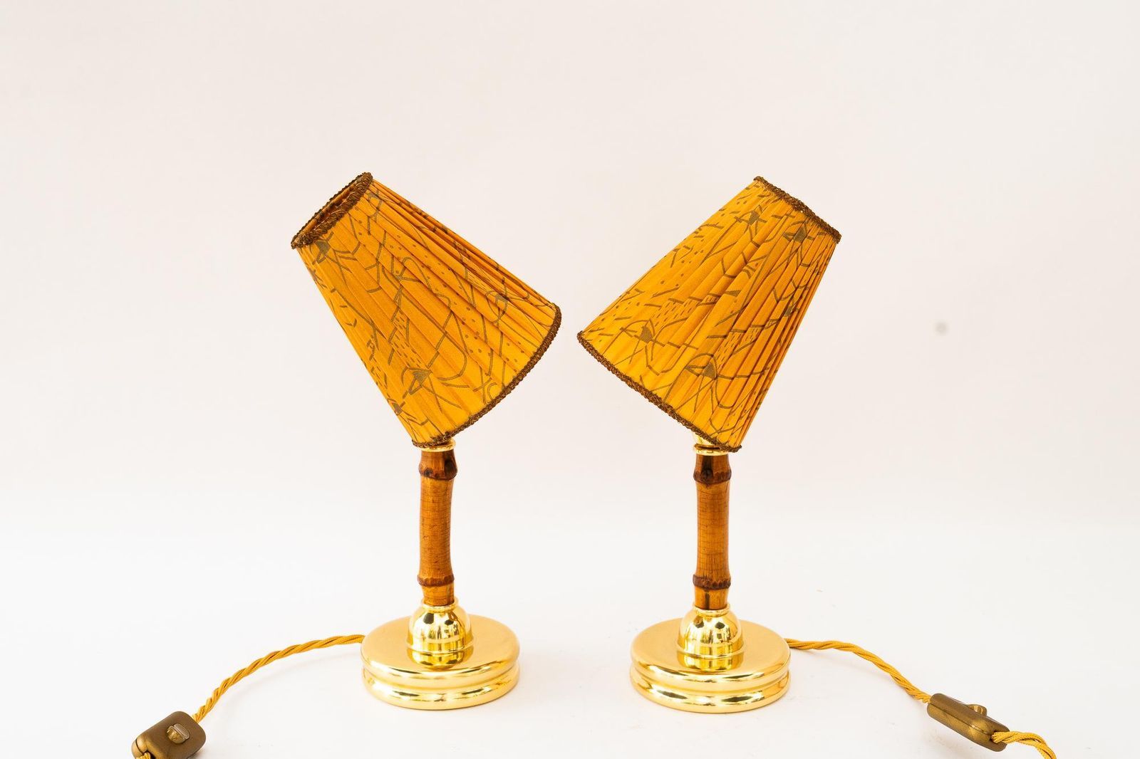 2x Rupert Nikoll Table Lamps With Original Fabric Shade Vienna Around 1950s photo Lighting