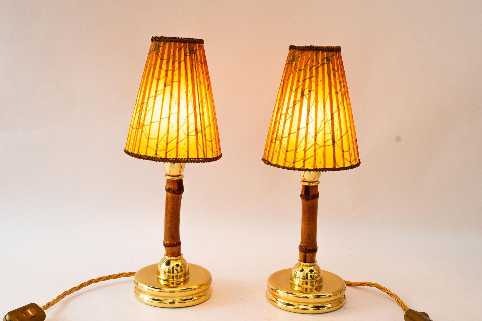 2x Rupert Nikoll Table Lamps With Original Fabric Shade Vienna Around 1950s photo 948.0