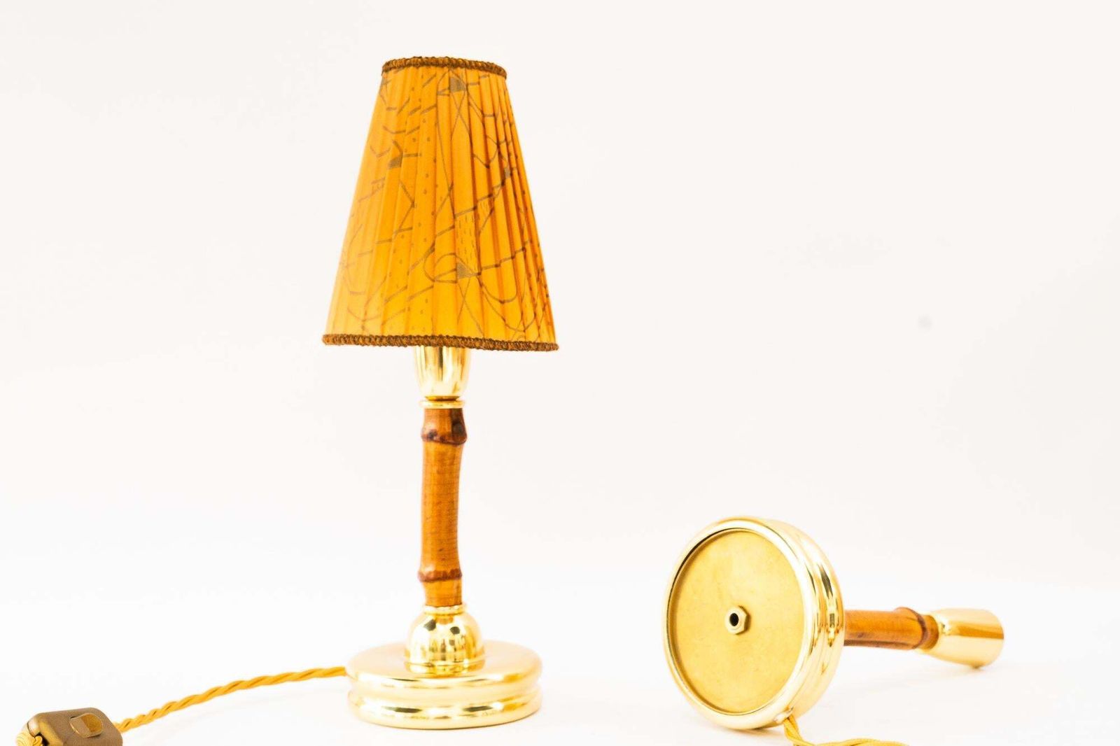 2x Rupert Nikoll Table Lamps With Original Fabric Shade Vienna Around 1950s photo vintage