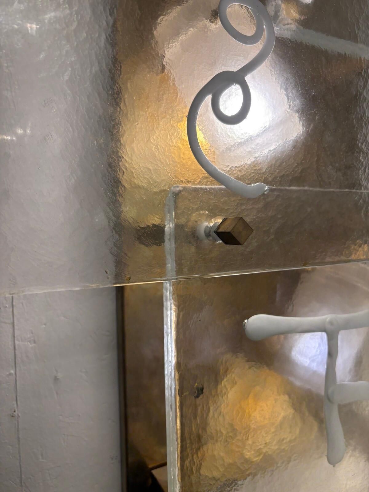 Mid Century Modern Pair Of Wall Lights, Glass And Brass, Italy photo buy