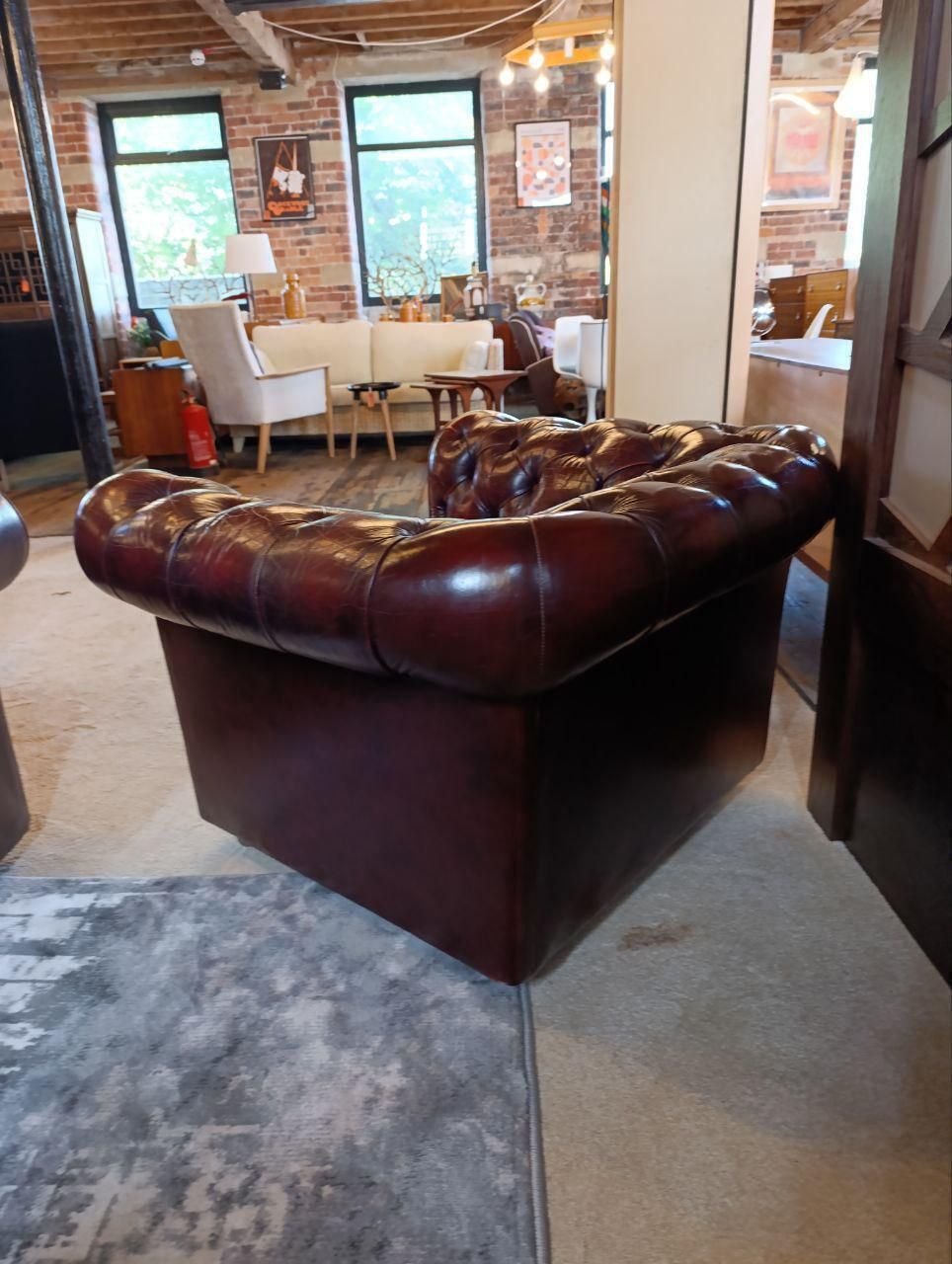 Vintage Chesterfield Club Chair   Oxblood Red Leather   Buttoned & Studded photo furniture