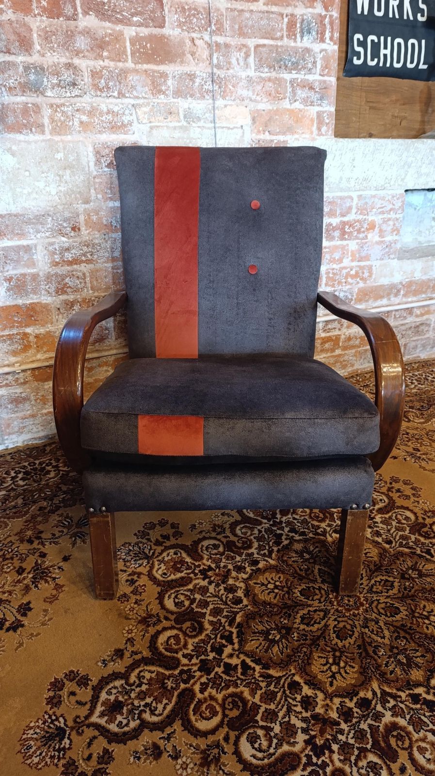 Vintage Parker Knoll 713 Pk Armchair   Halabala Style Oak & Art Deco Design (New Upholstery) photo buy