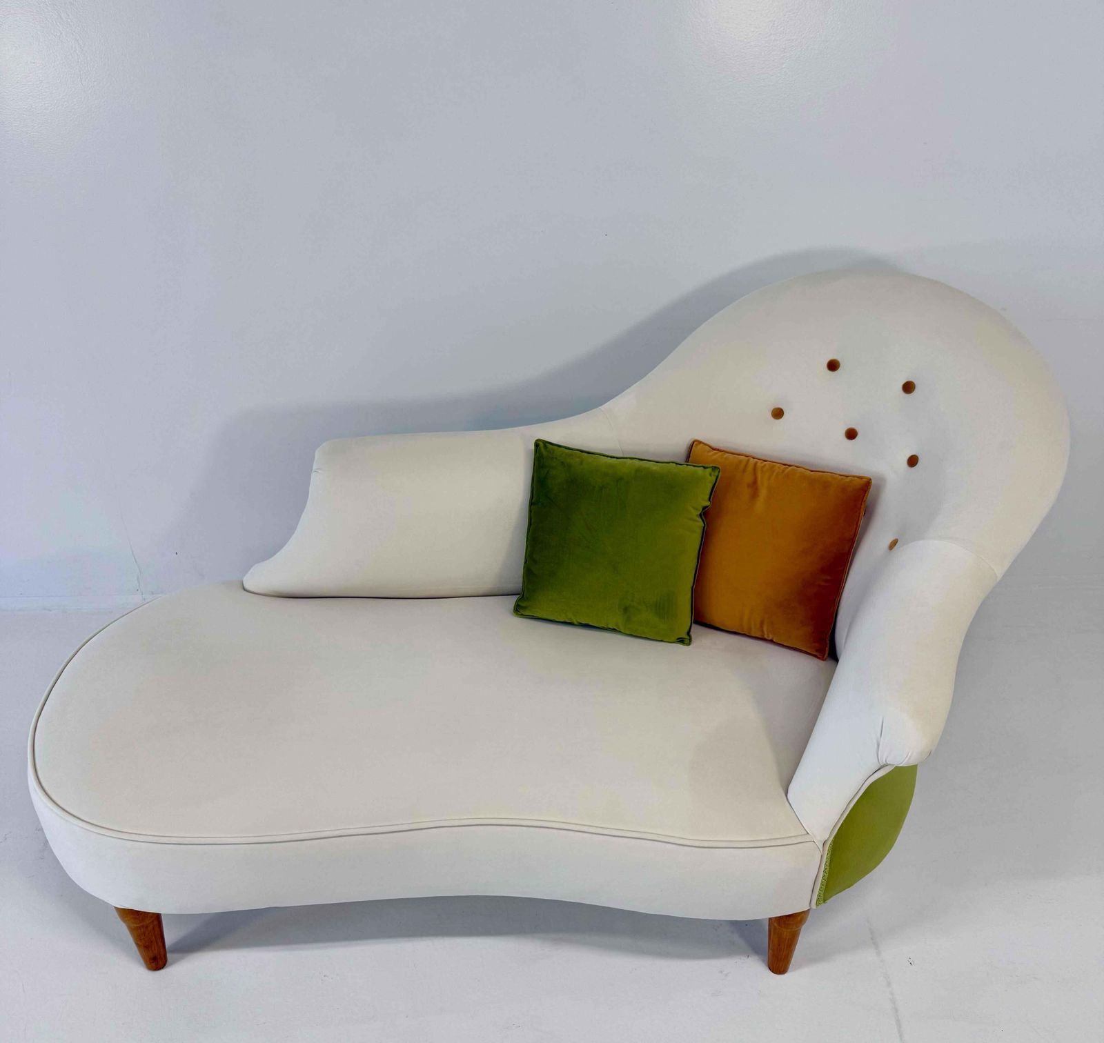 1960s Italian Cherry Wood And Velvet Chaise Longue In Three Colors photo for sale