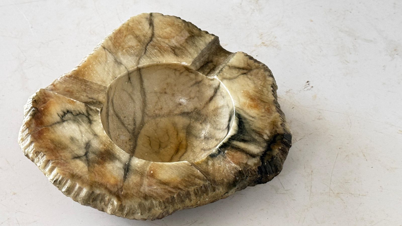 White Green Grey Marble Ashtray With Decorative Marble Egg – Italy, 1960s photo buy