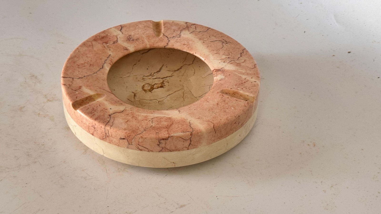 Large Pink Marble Ashtray – Italian Mid Century – Sculptural Decorative Object photo 477.0