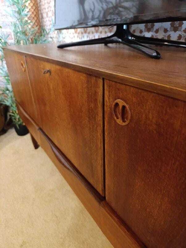 Vintage Mid Century Modern Teak Credenza By Portwood   Drinks Bar & Flatware Storage photo furniture