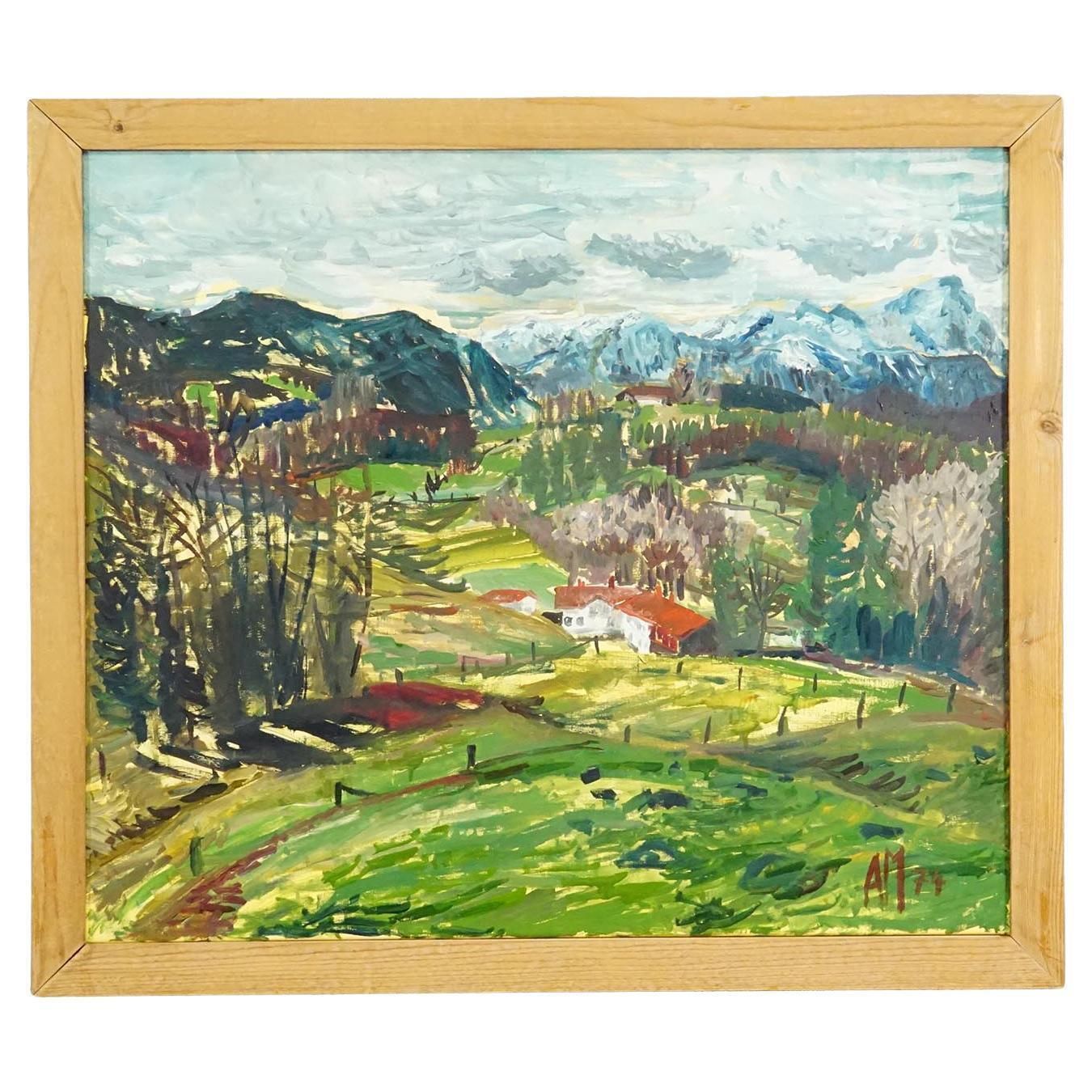 Alexander Michael Oil Painting – Landscape Near Dietramszell, 1974