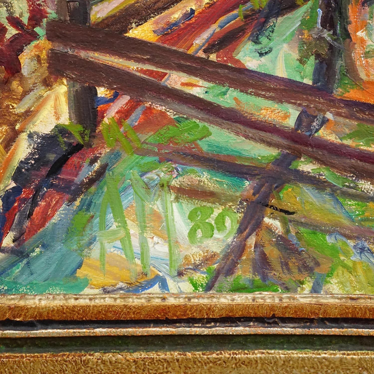 Alexander Michael Oil Painting – Mountain Huts, 1980 photo Art