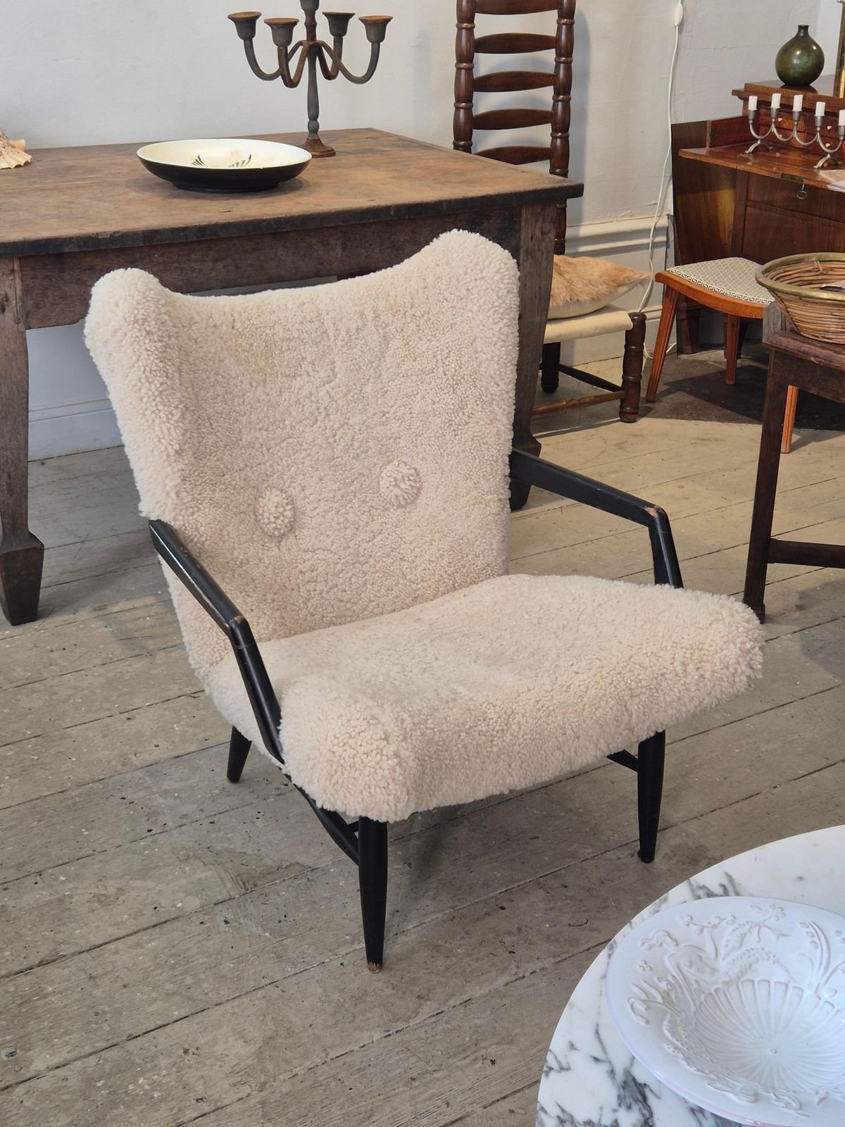 Swedish Modern, Timeless Easy Chair In Sheepskin, By Svante Skogh. Nice Patina. photo furniture