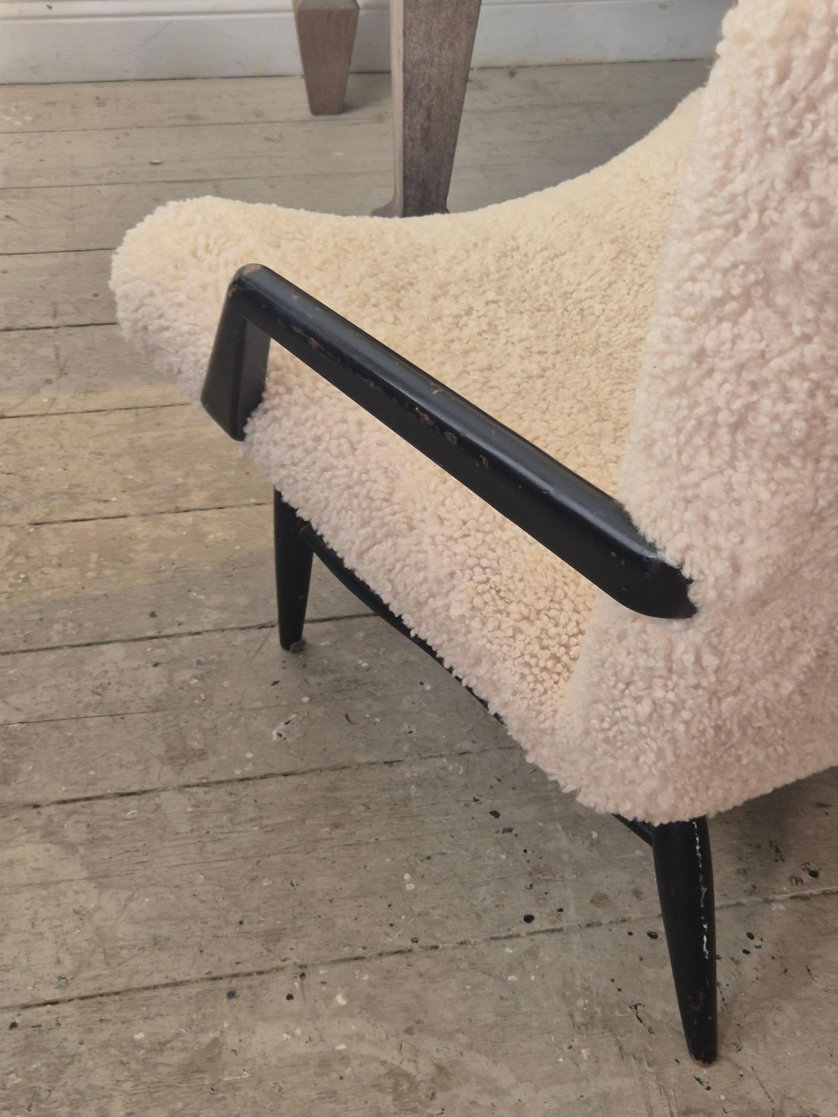 Swedish Modern, Timeless Easy Chair In Sheepskin, By Svante Skogh. Nice Patina. photo vintage