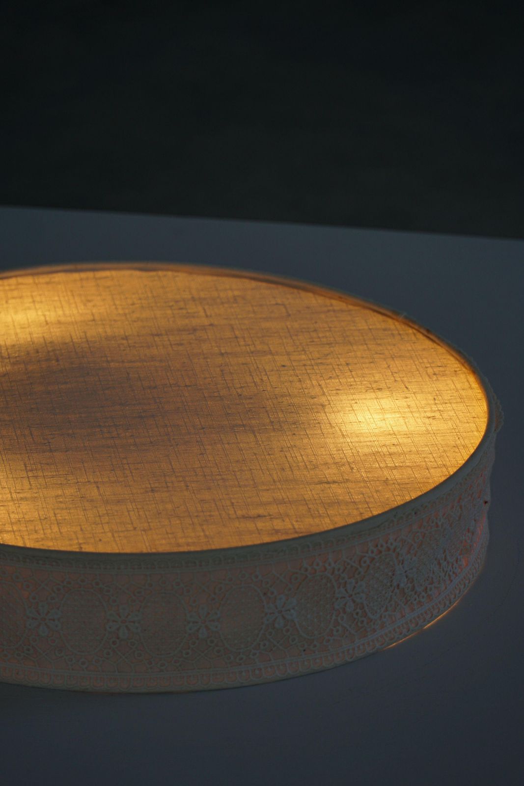 Mid Century Modern Ceiling / Wall Sconce In Linen And Lace, Sweden, 1950s photo Lighting
