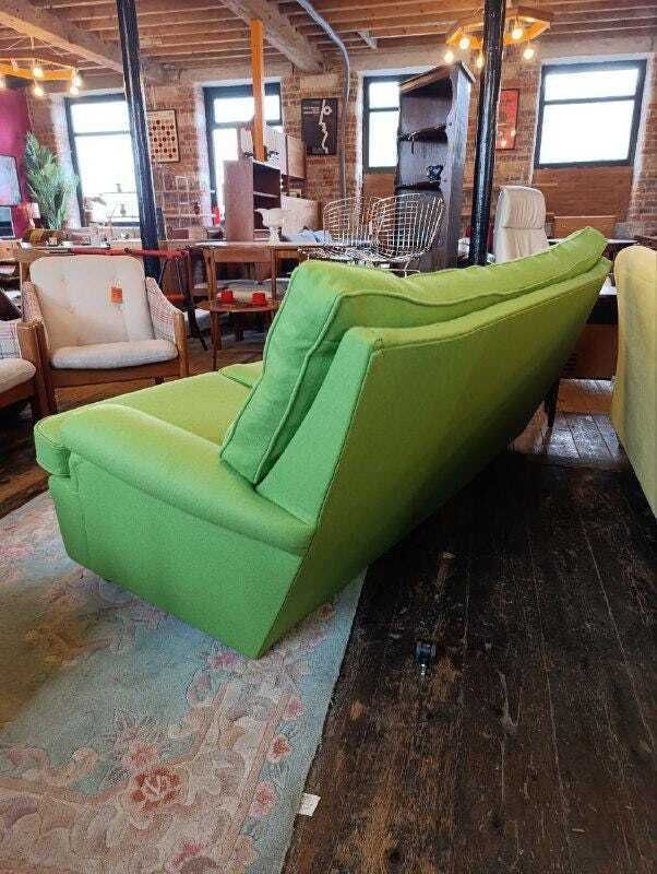 Iconic Parker Knoll N30 Sofa   Apple Green Wool   1960s British Design photo furniture