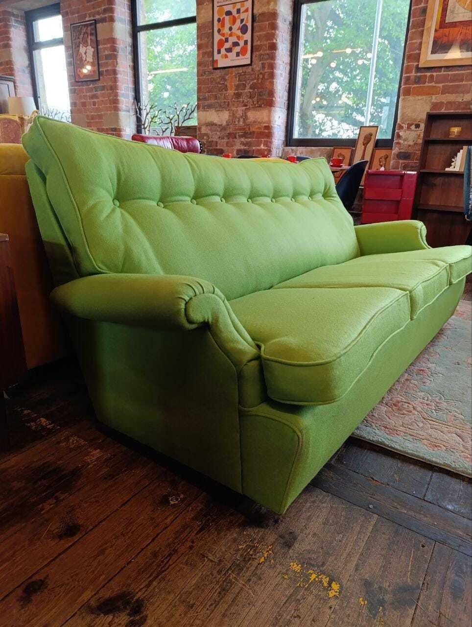 Iconic Parker Knoll N30 Sofa   Apple Green Wool   1960s British Design photo vinterior