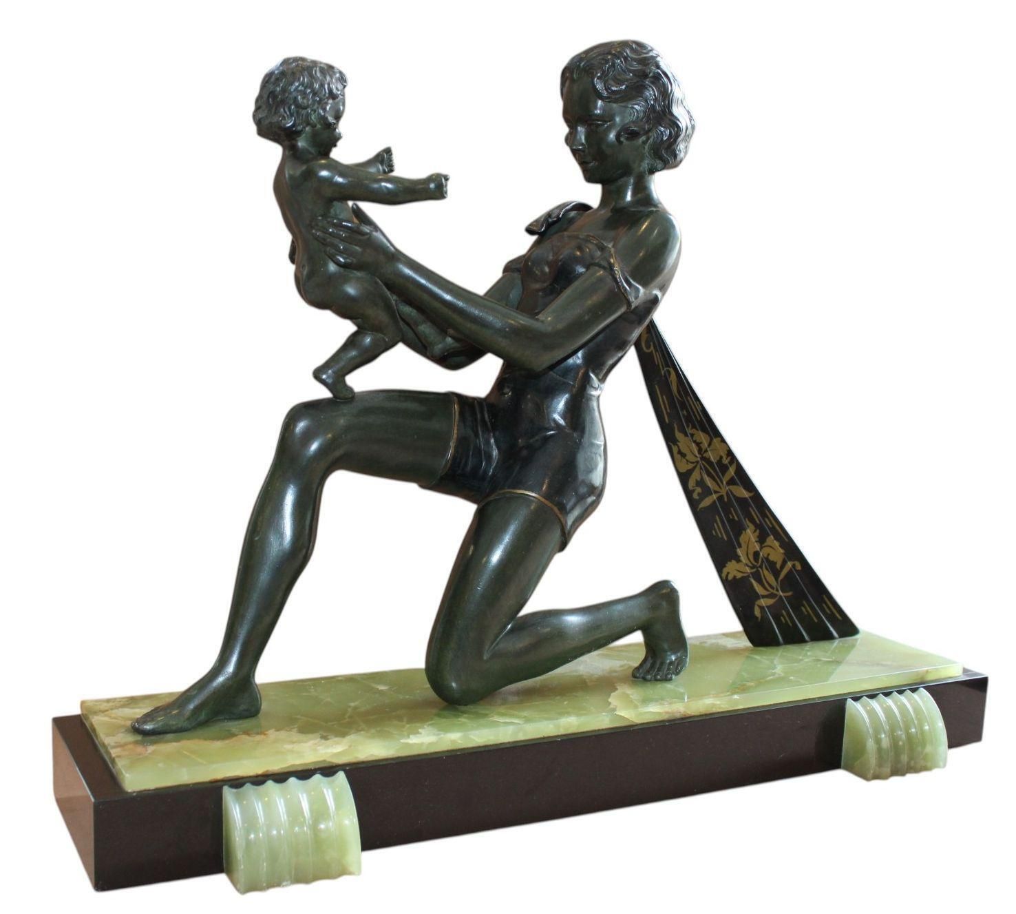 Maxim Geowoman With Child. Metal, Marble, Onyx, 39x51x15 Cm photo furniture