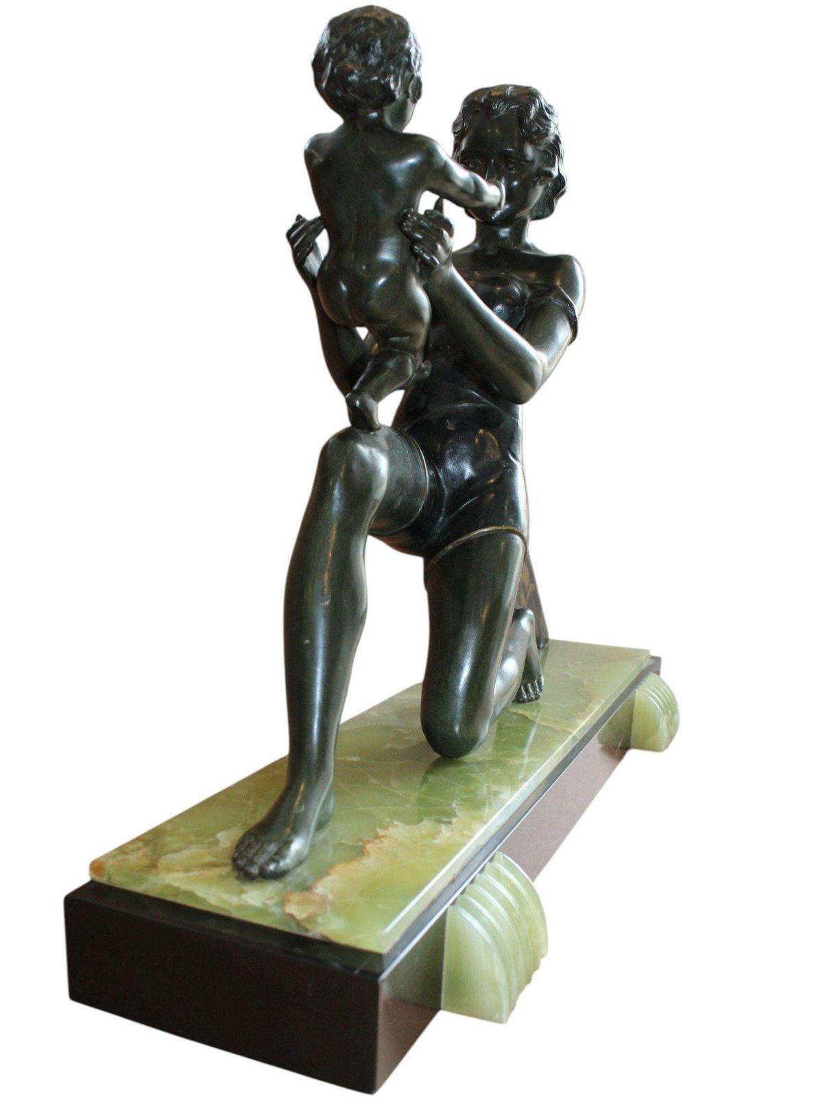 Maxim Geowoman With Child. Metal, Marble, Onyx, 39x51x15 Cm photo for sale