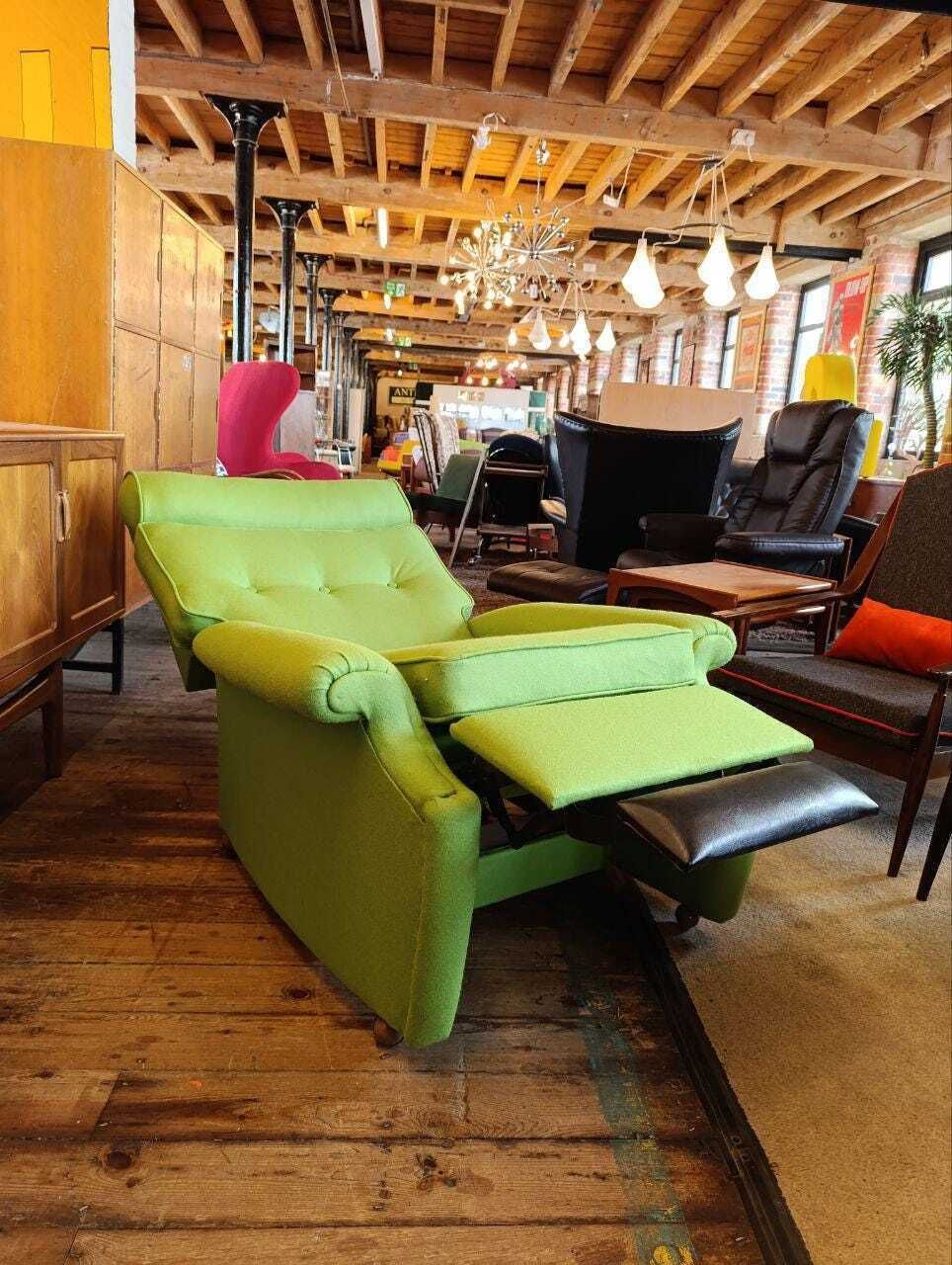 photo for sale Iconic Parker Knoll N30 Three Piece Suite   Apple Green Wool   1960s British Design