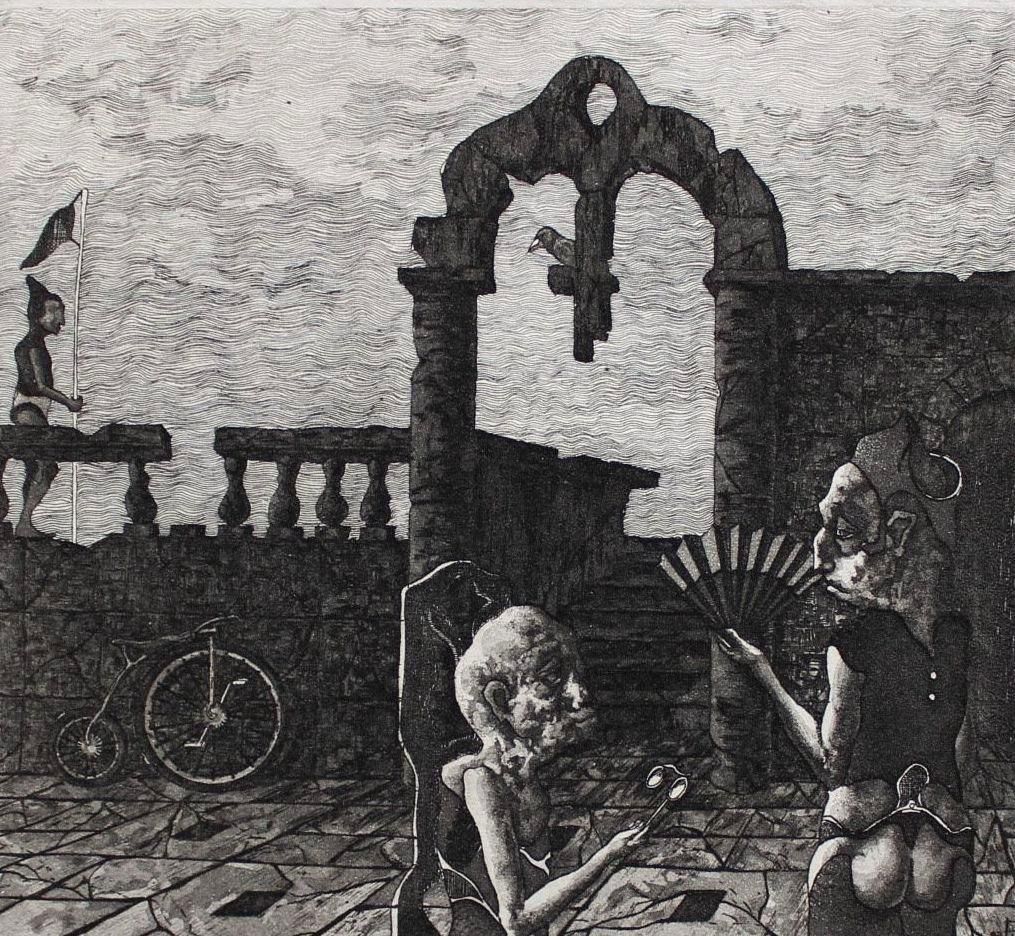 Podolczak Igormeeting, Paper/Etching, 11.5x12.5 Cm1986