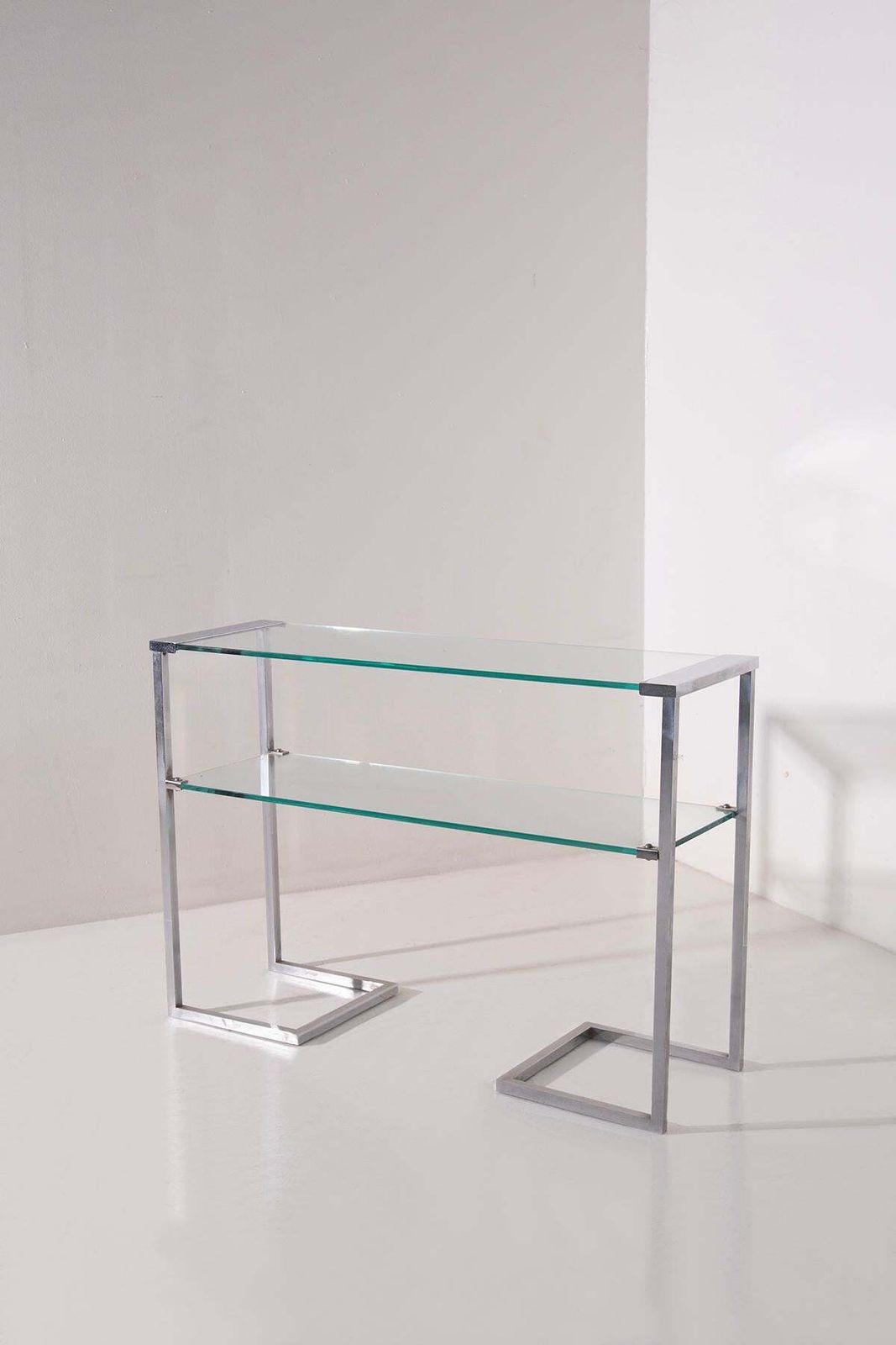 Italian Console Table Or Magazine Rack In Glass From The 1970s photo furniture