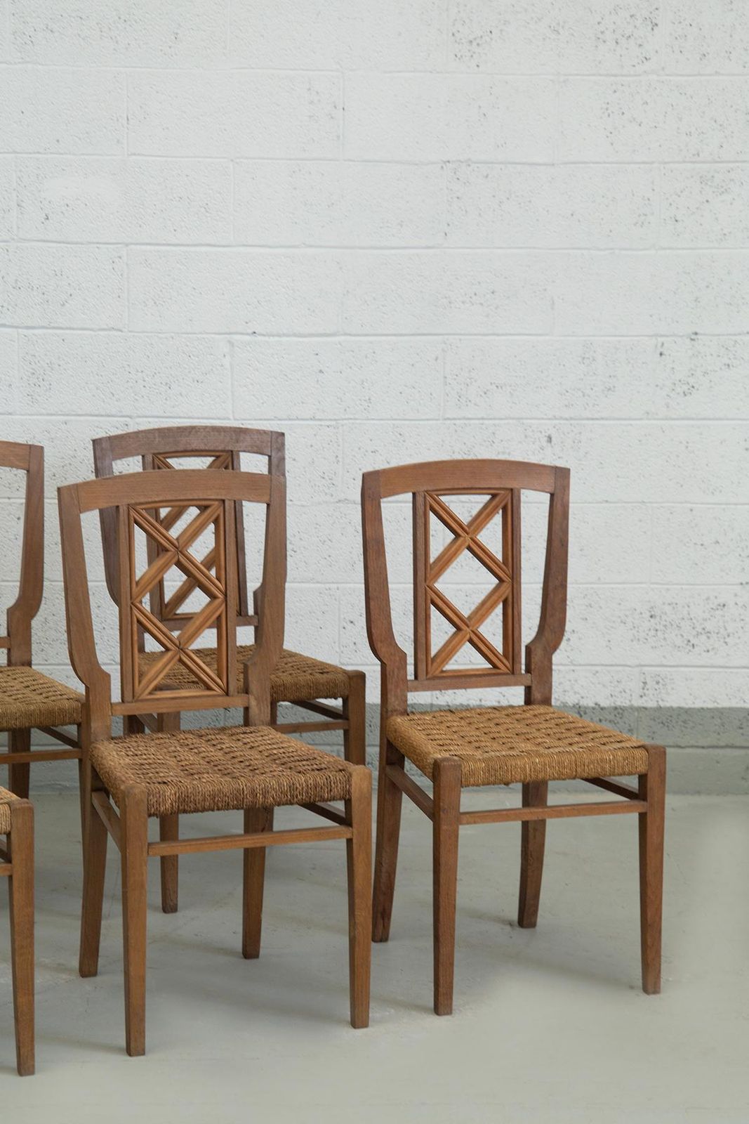 Set Of Eigth Italian Dining Chairs By Paolo Buffa Attr. In Rope photo for sale