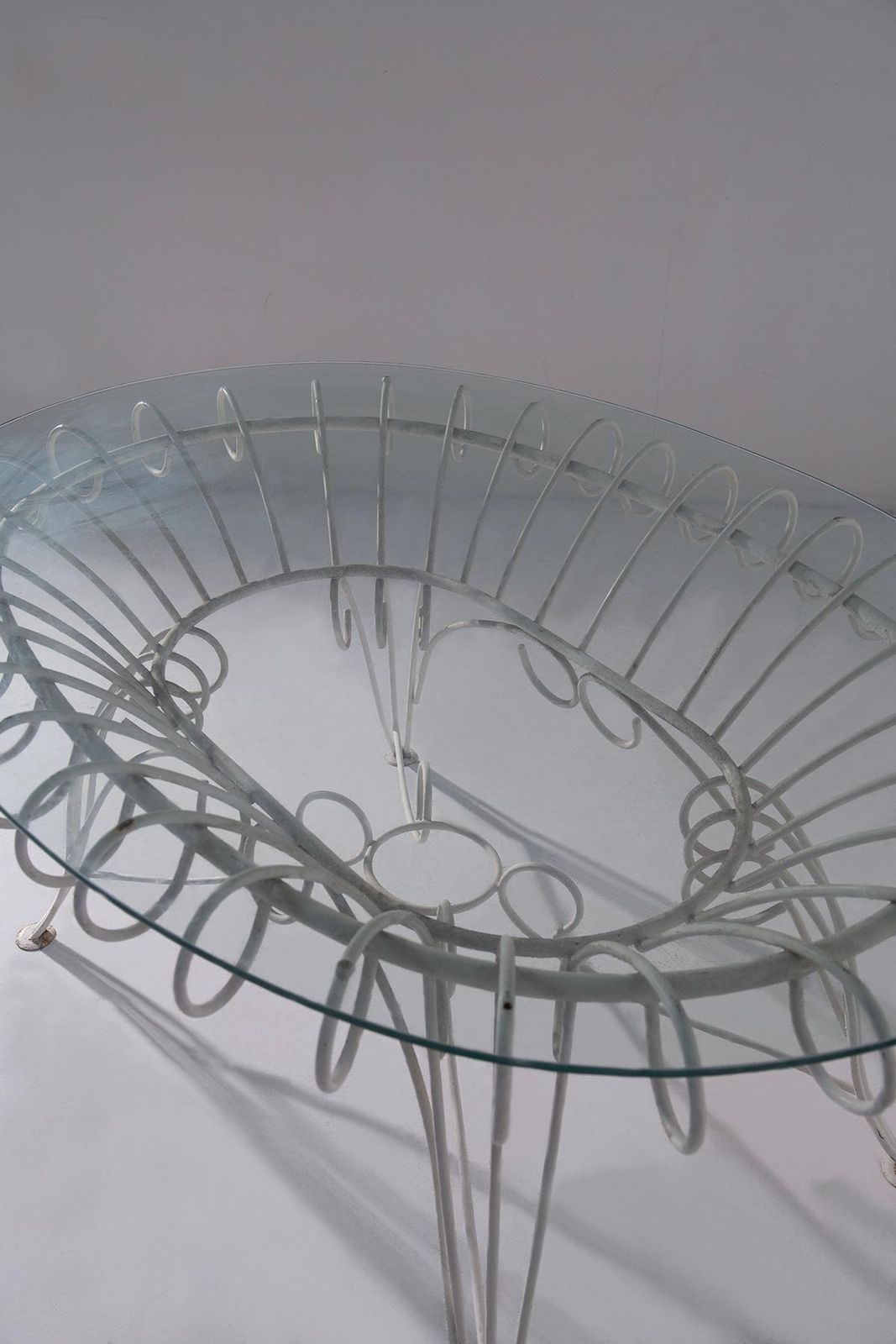Vintage Italian Dining Table For Garden In White Iron And Glass photo for sale