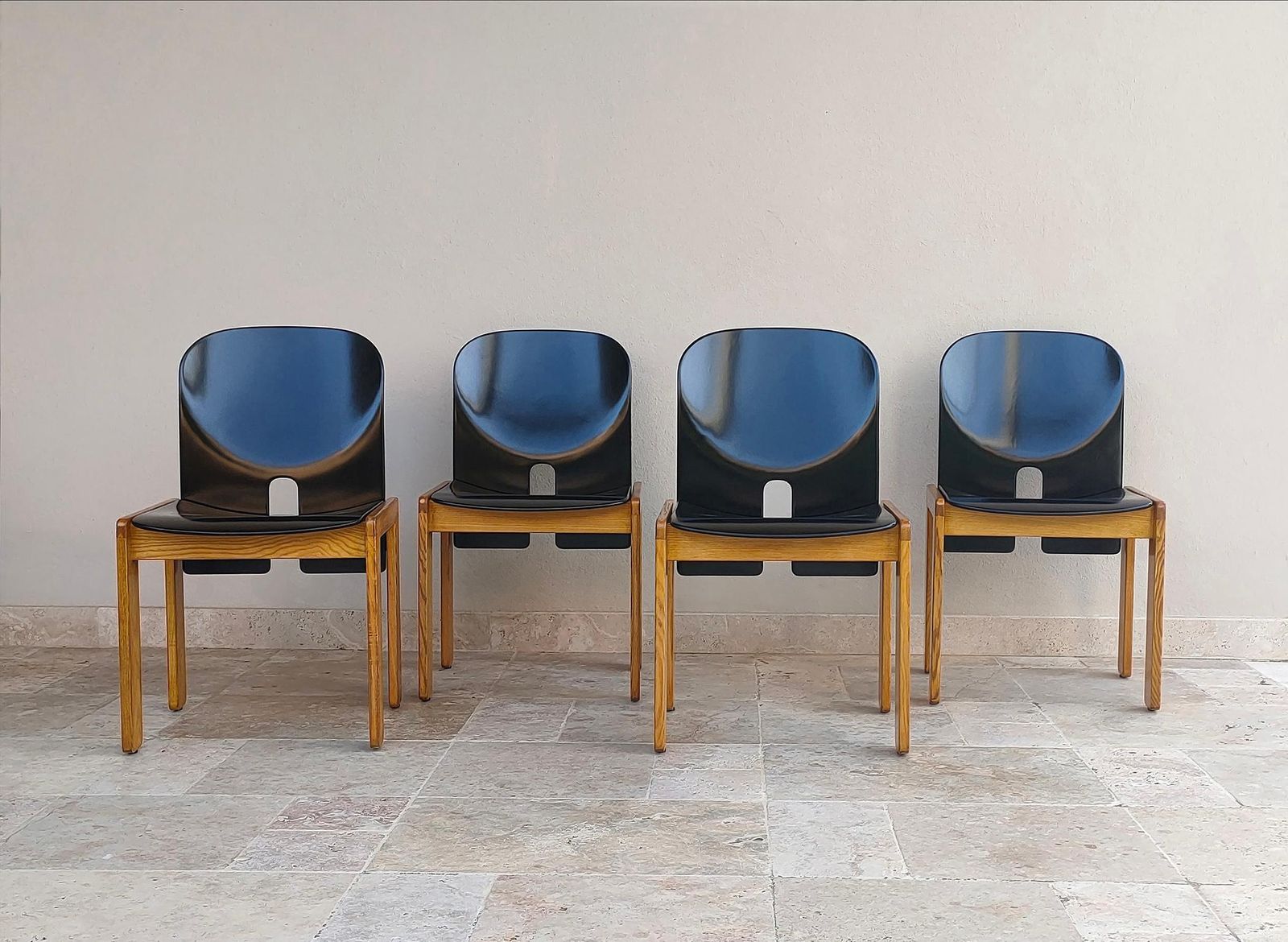 Afra & Tobia Scarpa Set Of Four 121 Chairs By Cassina 1960s Italy photo furniture