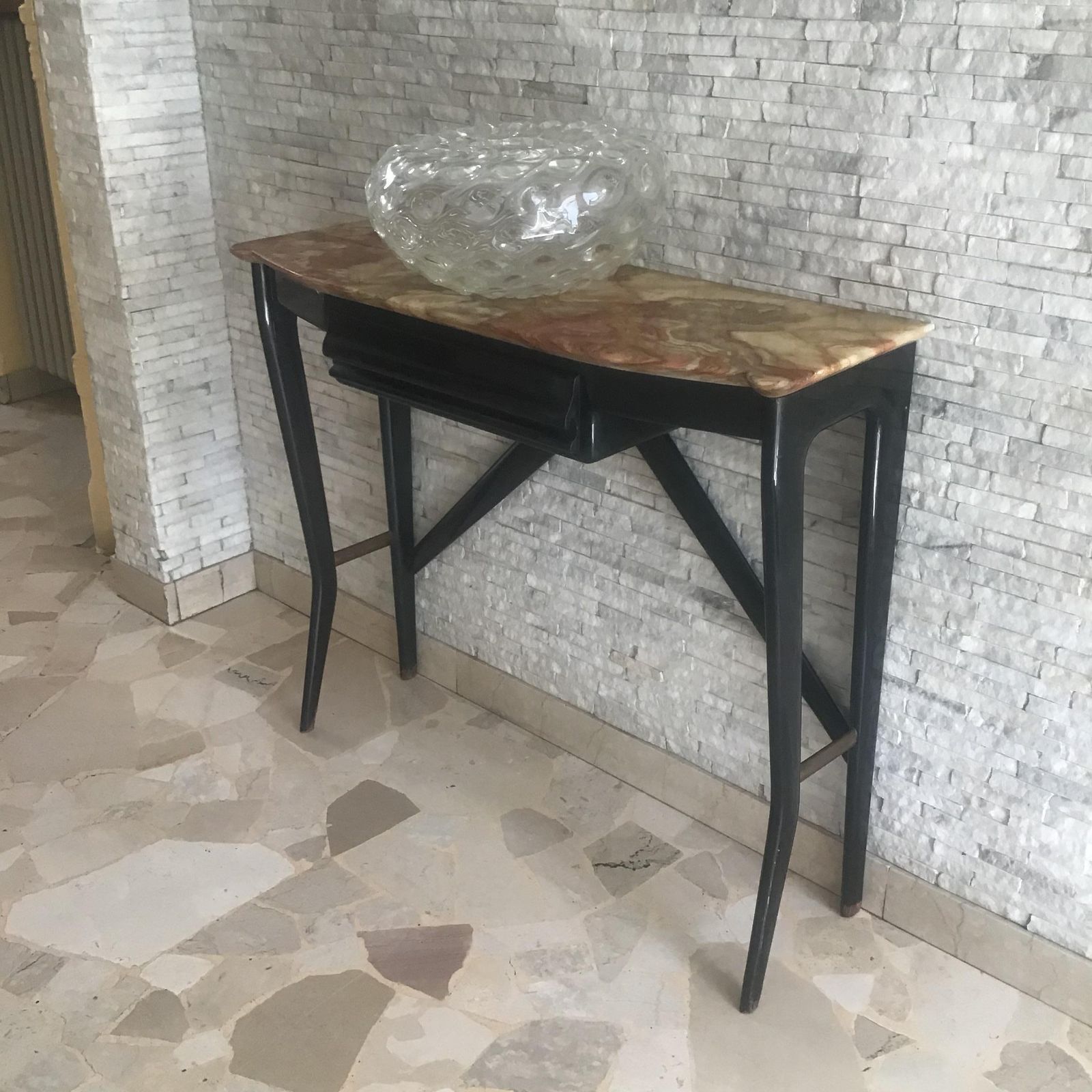 4139.0 Ico Parisi Console In Legno  Ottone E Marmo   Italia 1950 photo