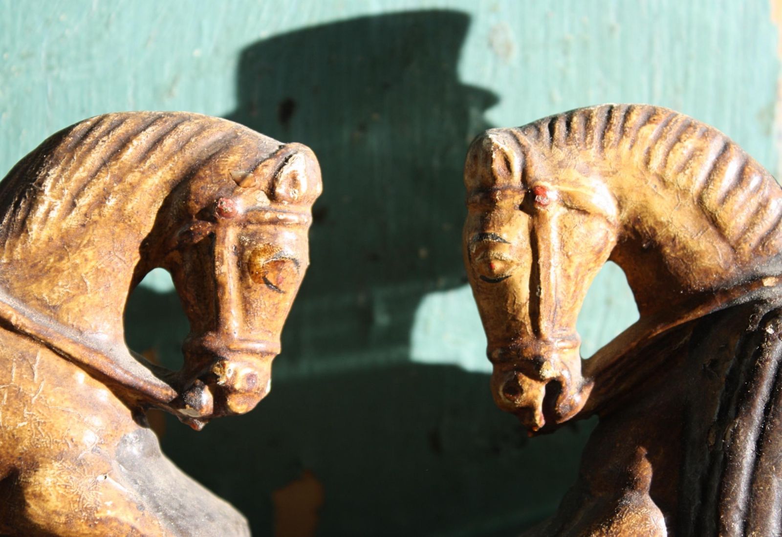 Circa 1850 Folk Art Carvings Of Queen Victoria & Prince Albert On Horseback photo 912.0
