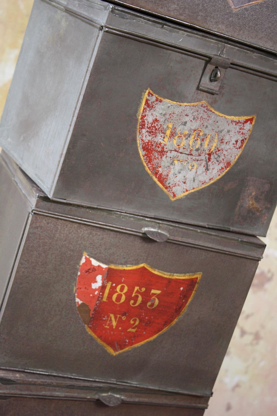 photo furniture 19th Century Early Victorian Deed Document Solictor Stackable Steel Boxes