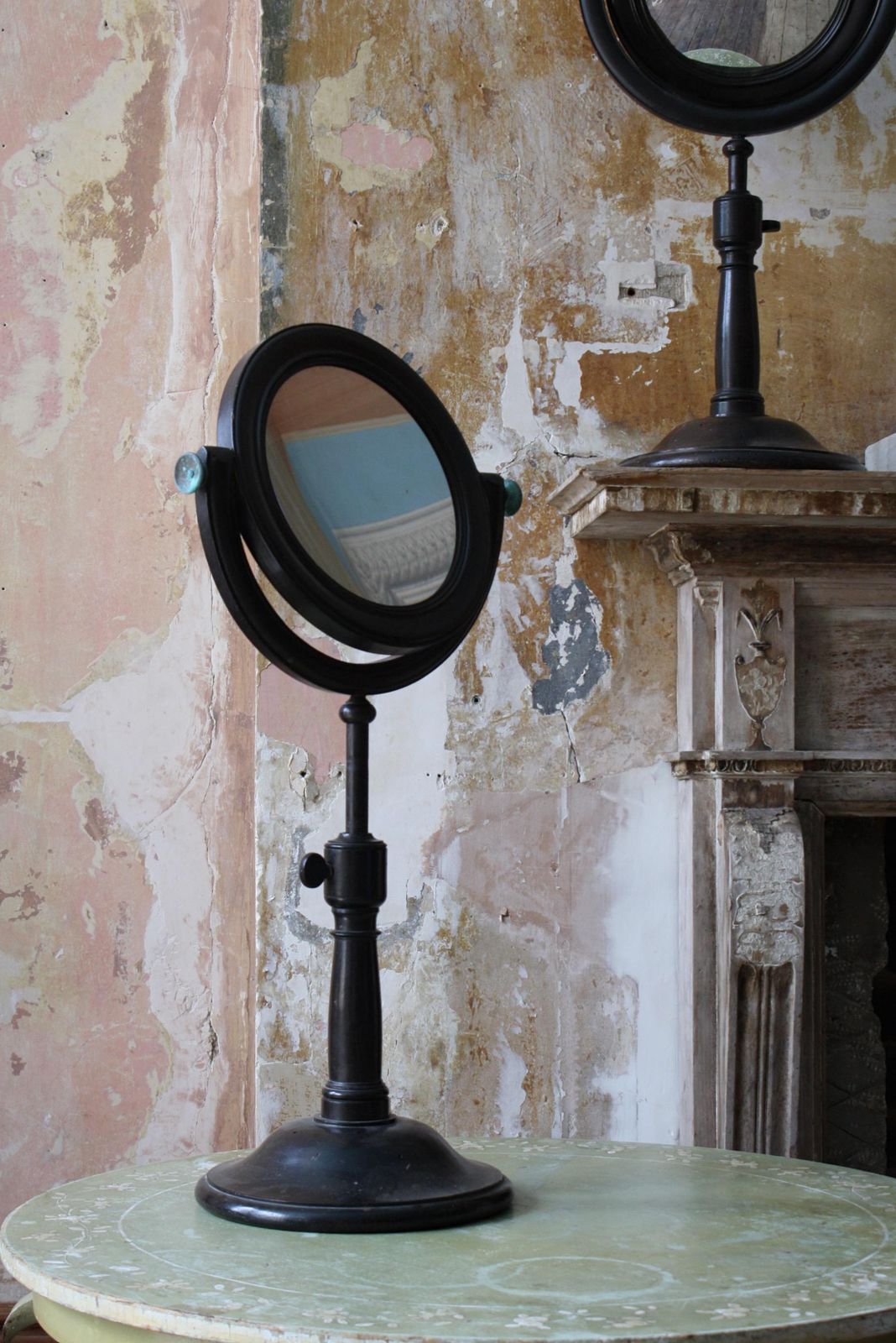 19th C Pair Of Large Optical Experimental Scientific Mirrors Concave & Convex photo for sale