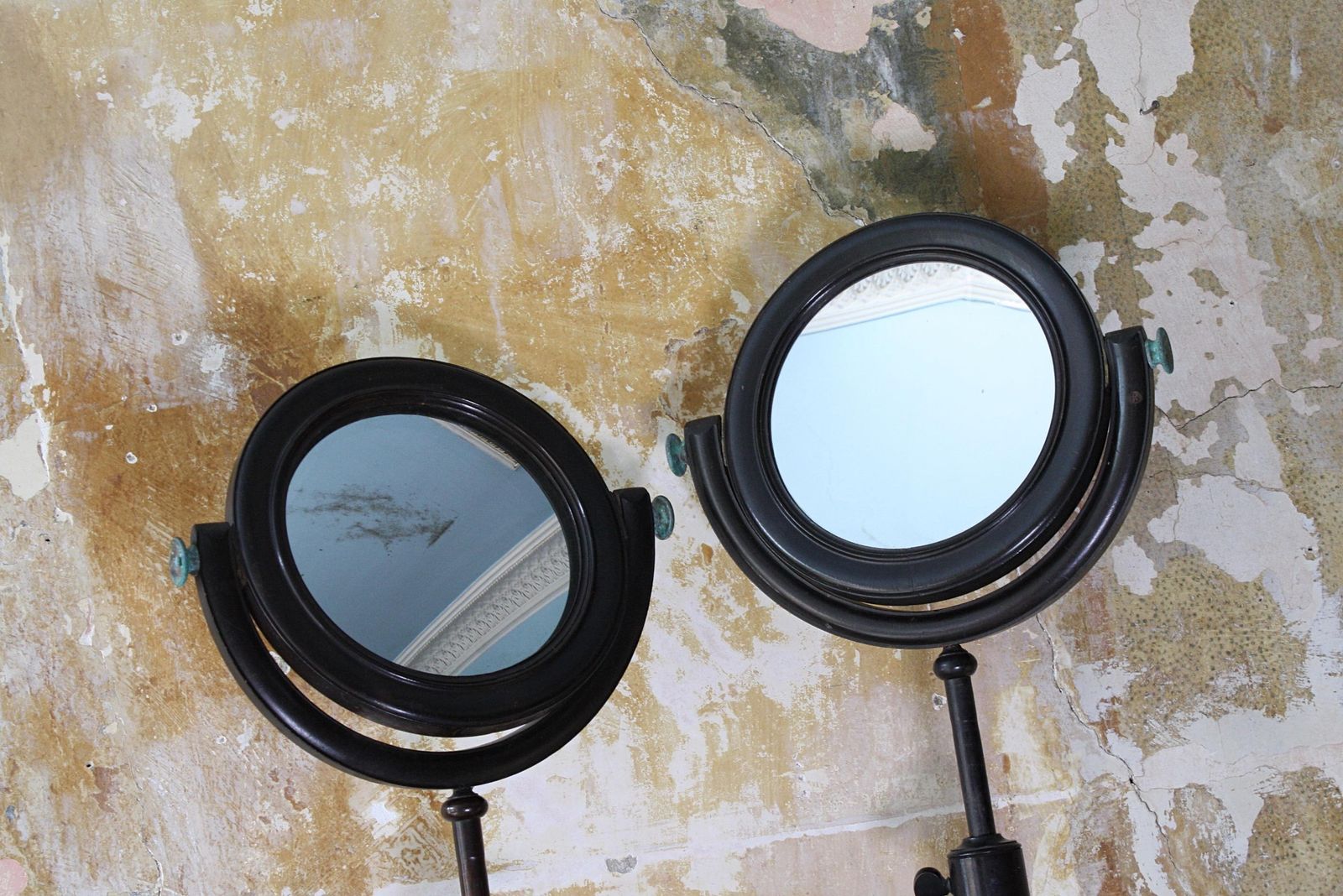 19th C Pair Of Large Optical Experimental Scientific Mirrors Concave & Convex photo buy