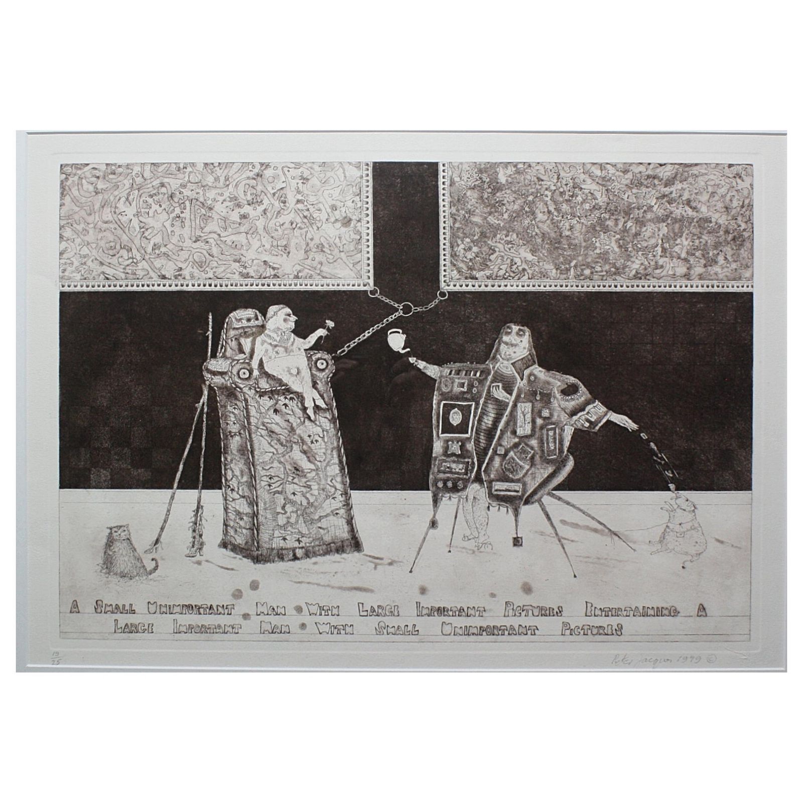 Satirical Lithograph By Peter Jacques "Unimportant Man" Artist Royal Academy