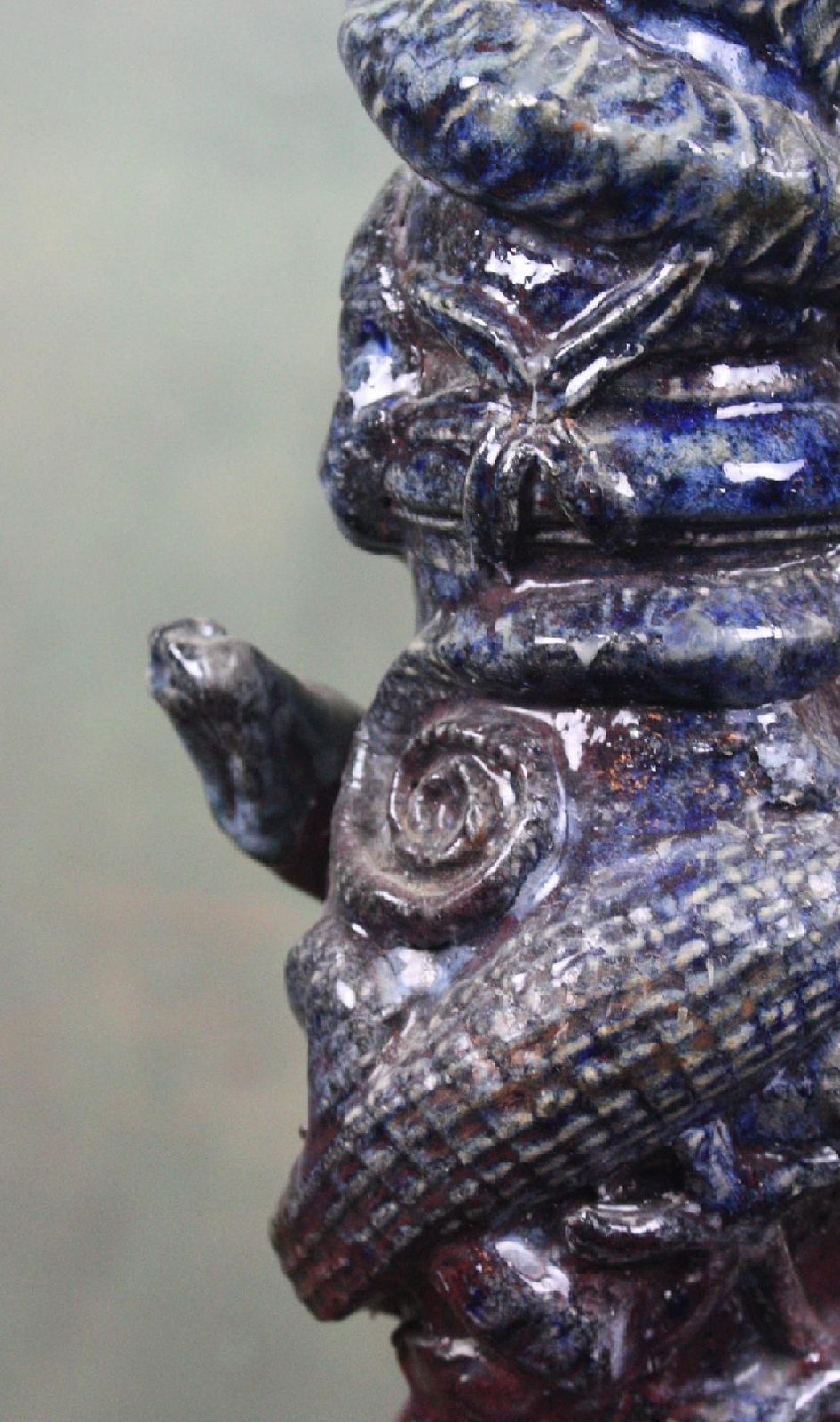 20th Century Huge Ceramic Candelabra In The Manner Of Palissy Serpents Lizards photo 706.0