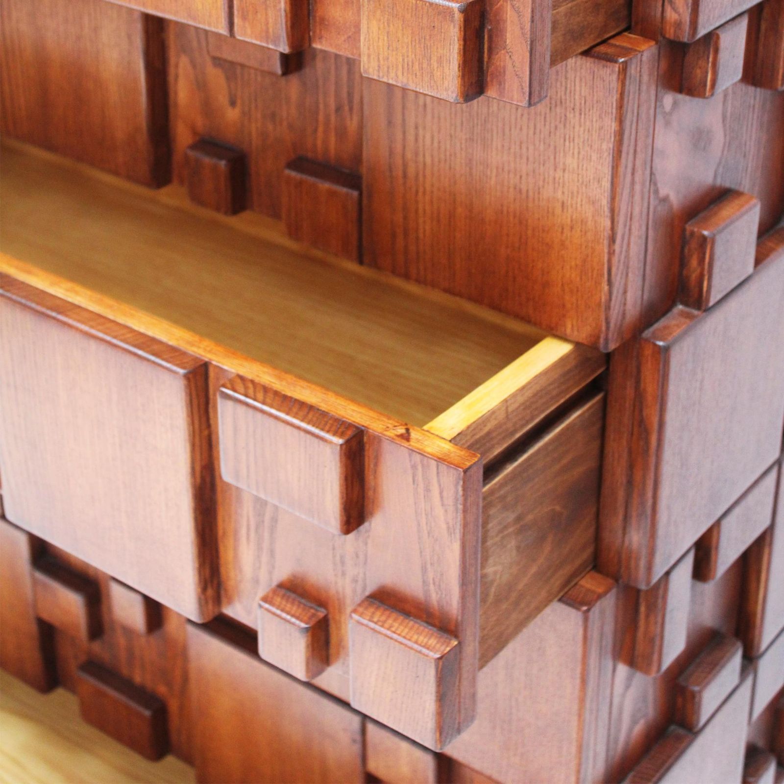 Brutalist Wooden Chest Of Drawers, Italy photo buy