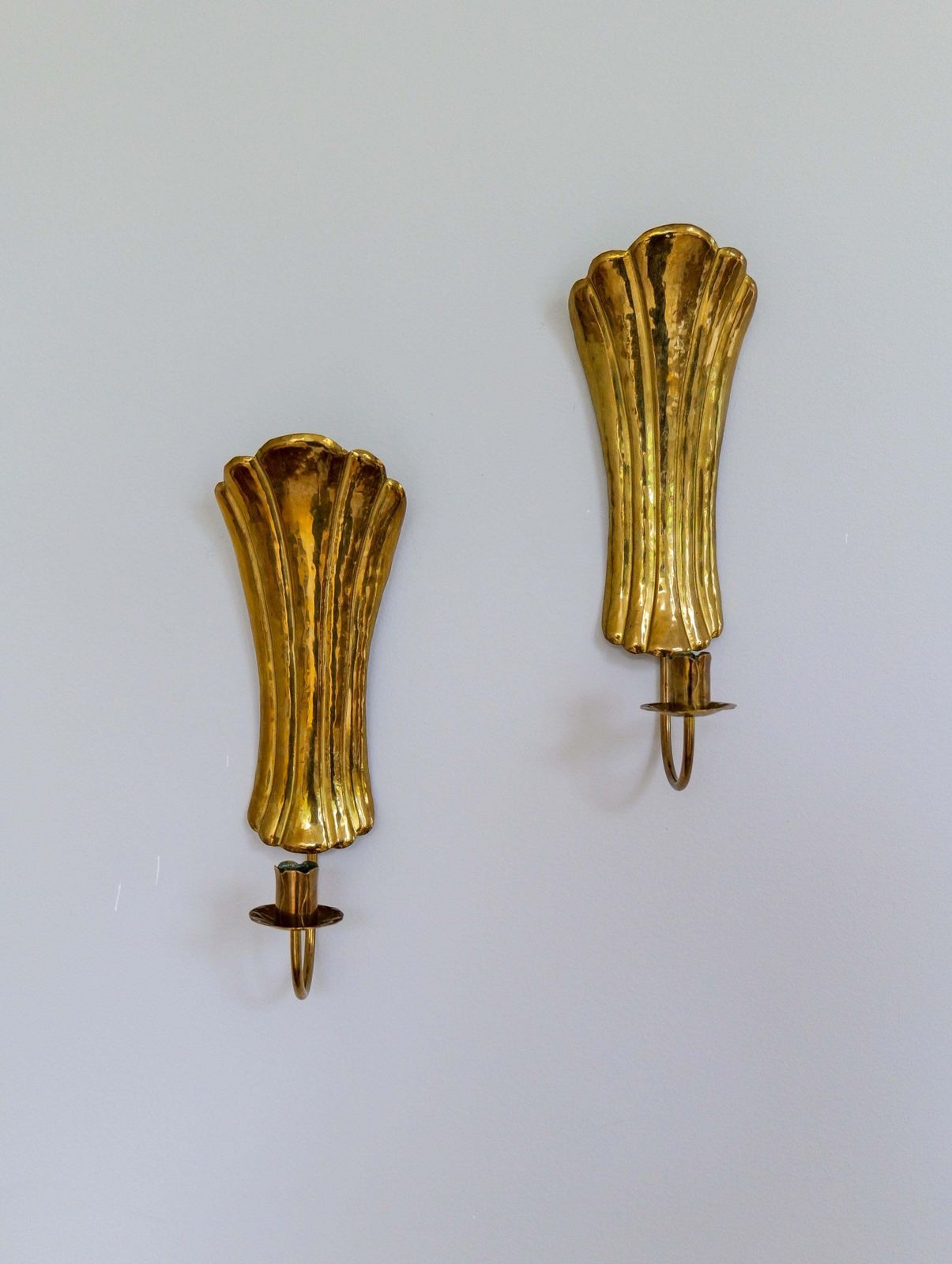 Home Decor Art Deco Pair Of Brass Wall Candlesticks, Sweden, 1950s photo