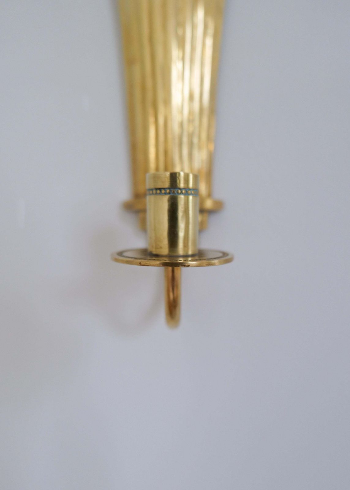 Art Deco Pair Of Brass Wall Candlesticks Holmström, Arvika, Sweden, 1940s photo 1897.0