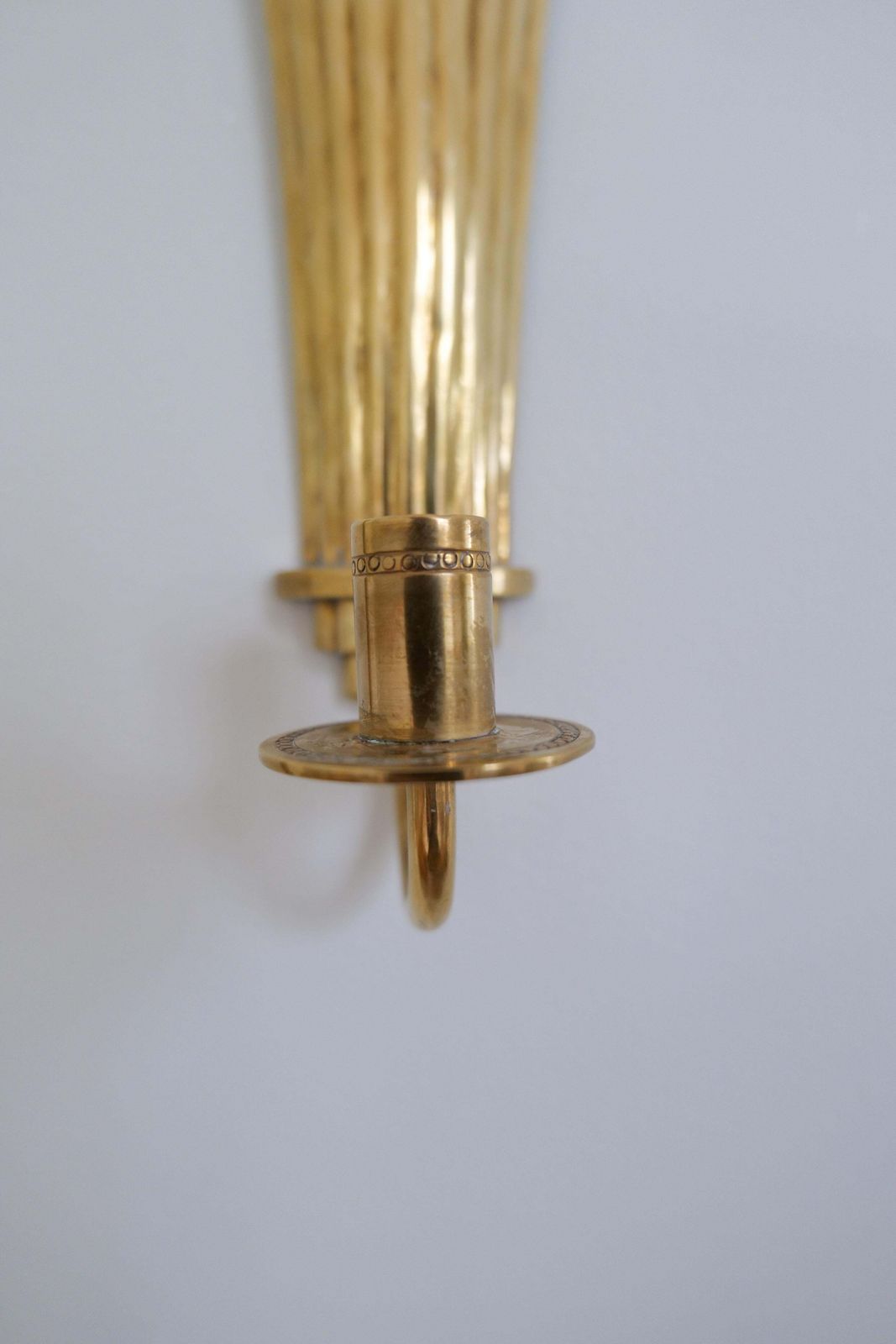 Art Deco Pair Of Brass Wall Candlesticks Holmström, Arvika, Sweden, 1940s photo buy