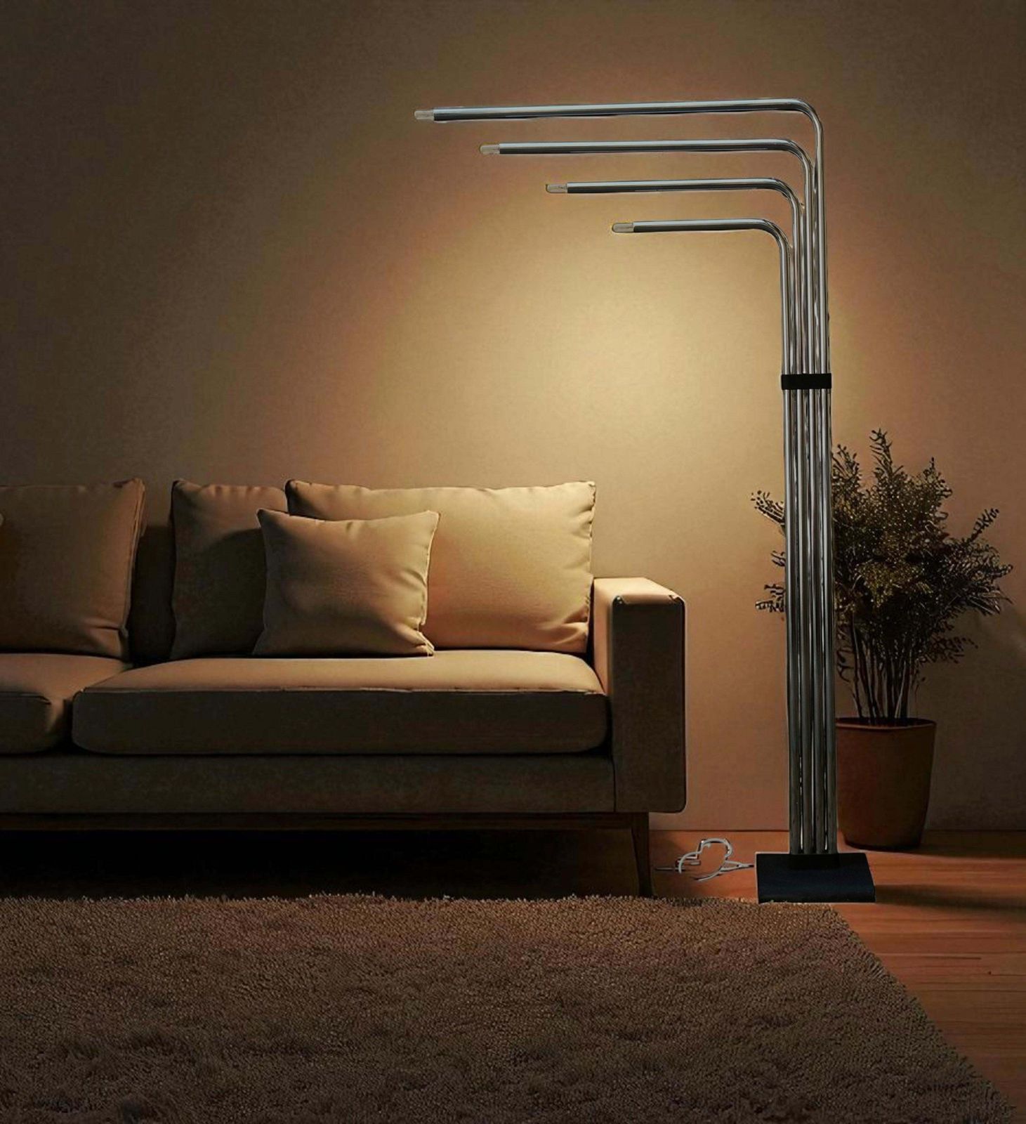 photo furniture Goffredo Reggiani Chromed Metal Floor Lamp With 4 Arms, Italy 1970s