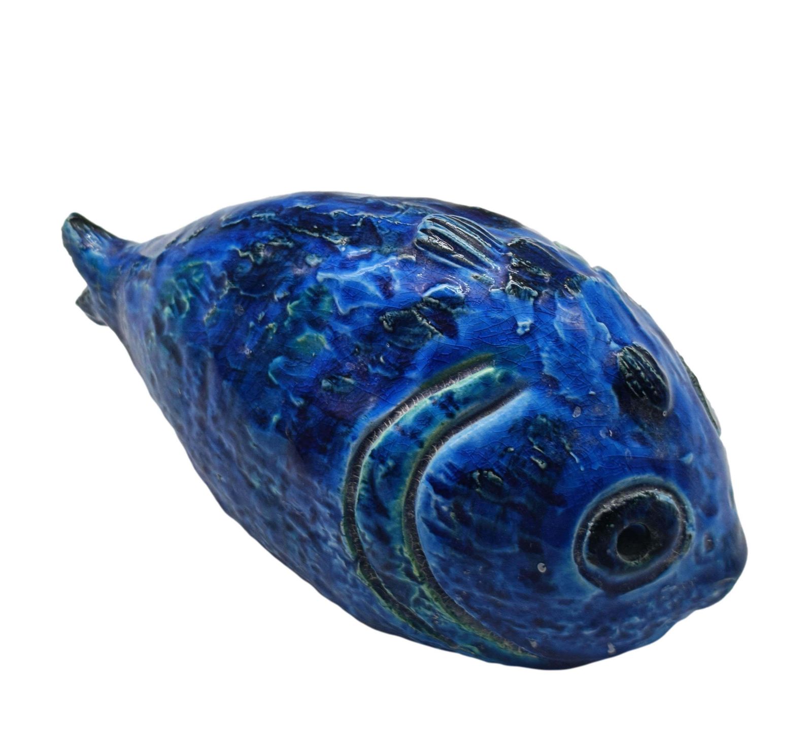 Aldo Londi For Flavia Montelupo Bitossi Pesce In Blue Ceramic, Italy 1970s photo 397.0