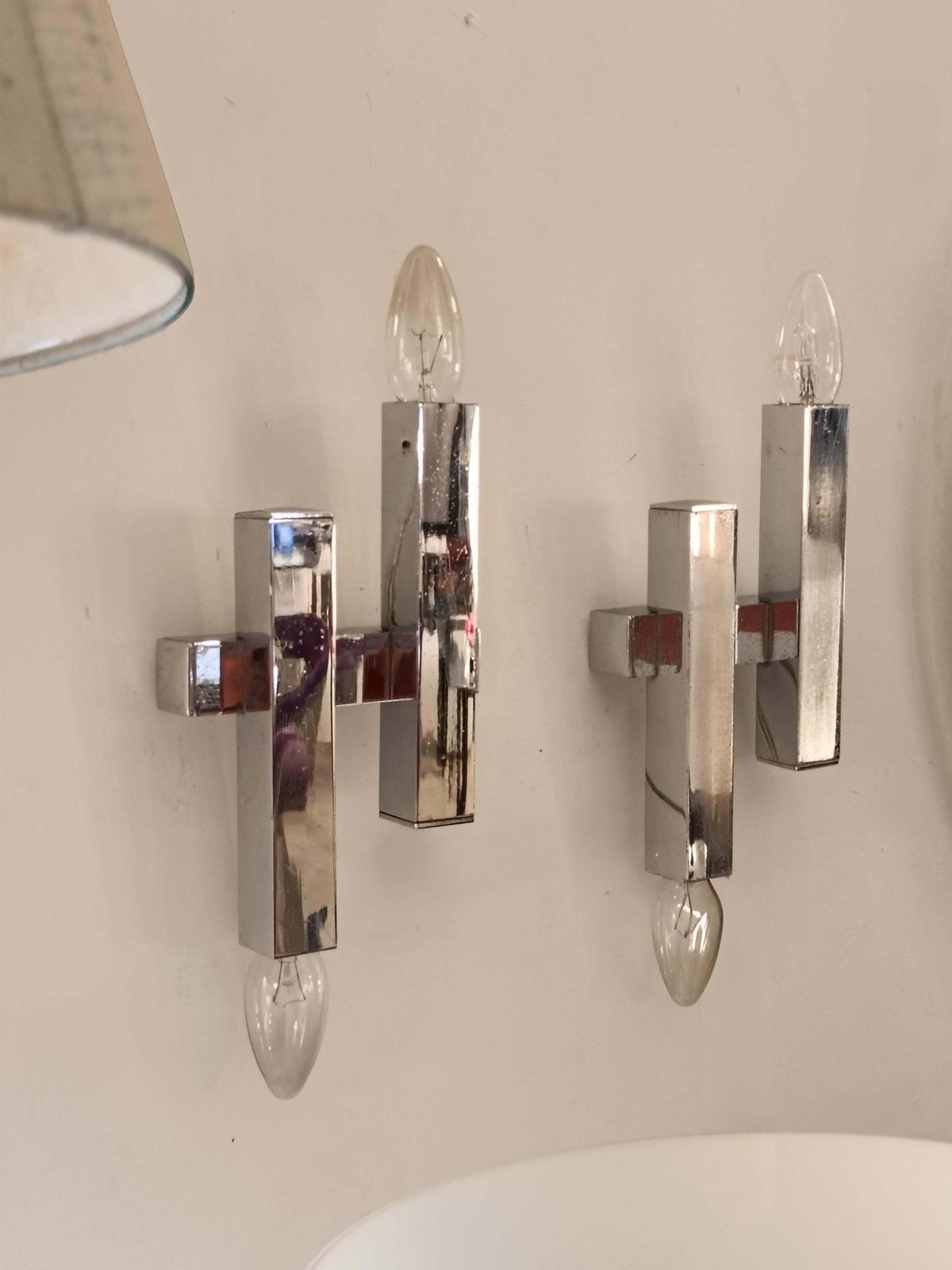Gaetano Sciolari Set Of 4 Chrome Wall Lamps, Italy 1970s photo 907.76